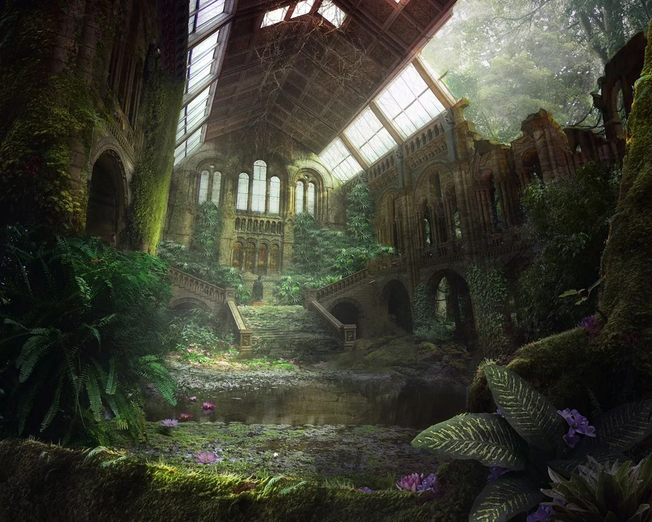 Desktop wallpaper: Waterfall, Post Apocalyptic, Sci Fi 4K free download for PC. 165690