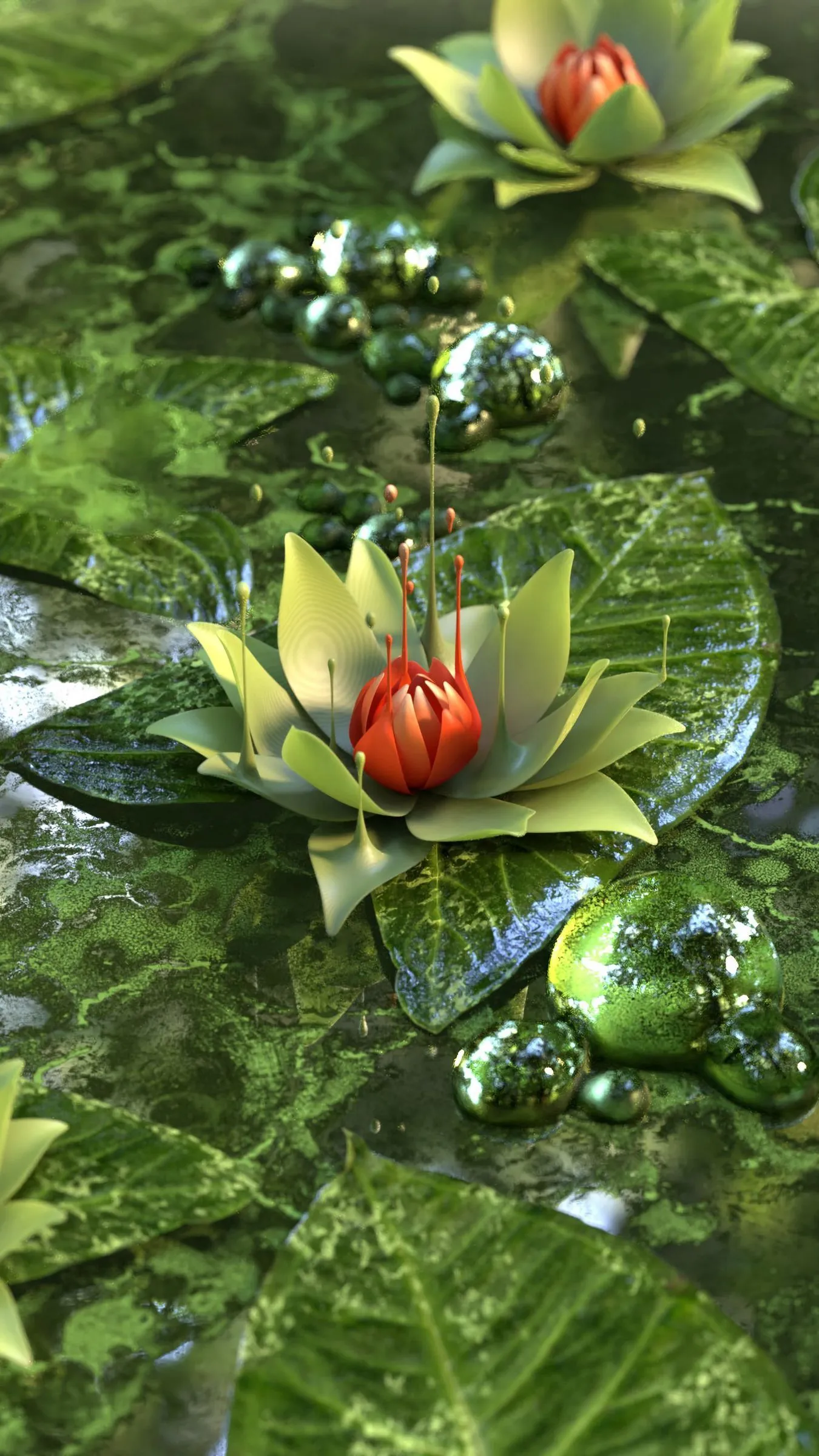 Download wallpaper 1350x2400 water lily, lotus, flower, green iphone 8+/7+/6s+/for parallax HD background