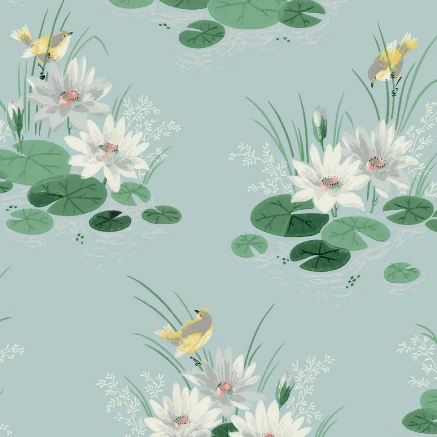 Spring Lily Pond: Vintage Wallpaper & Bradbury