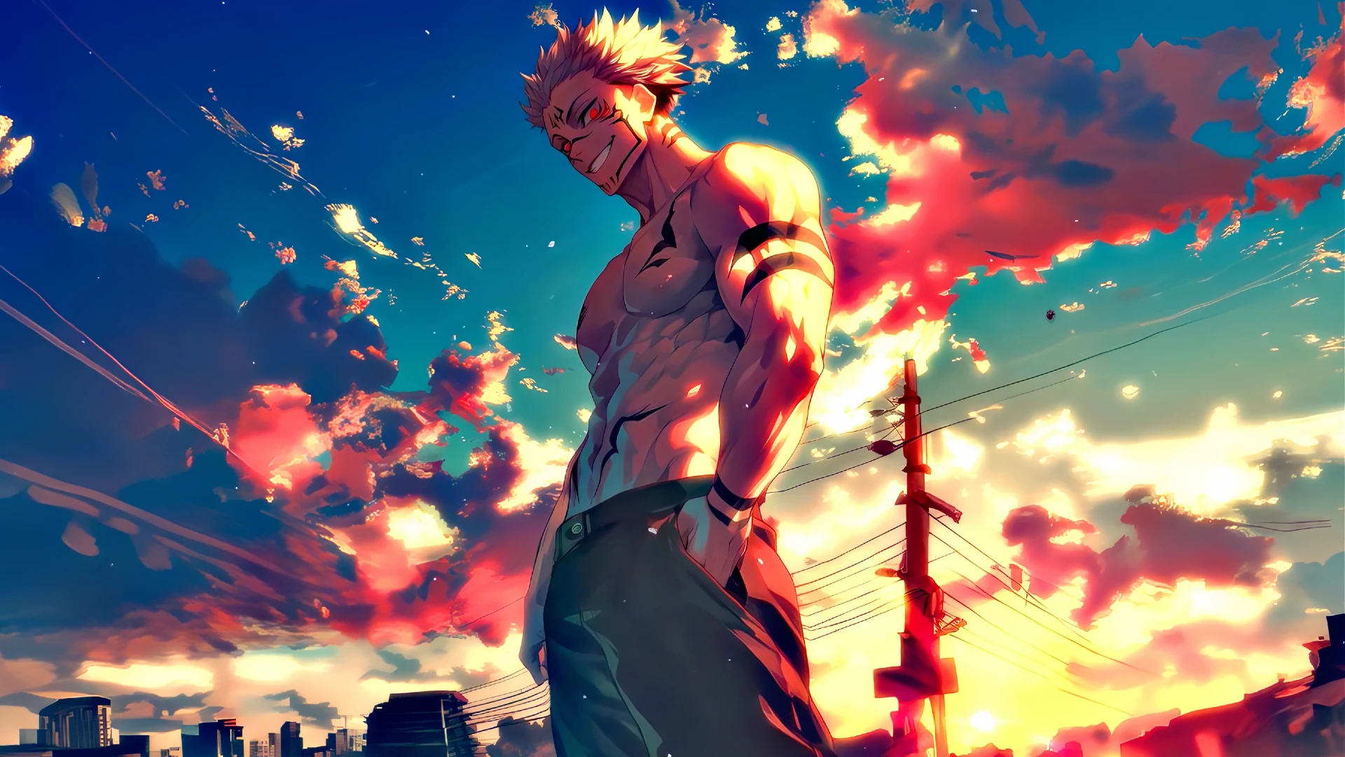 Sukuna Shibuya 4K Live Wallpaper Download. Epic Anime Sunset Scene