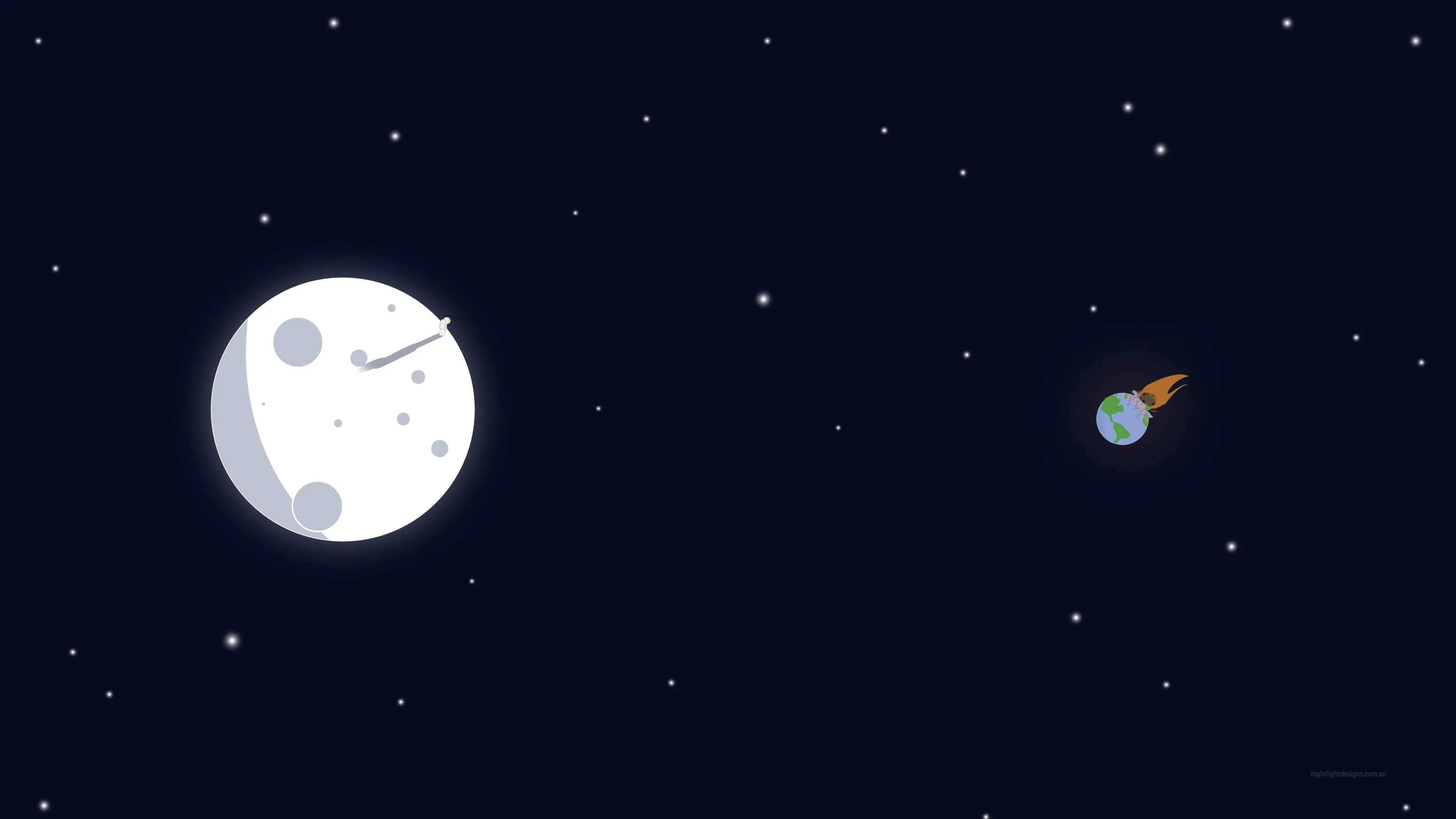 Space Moon And Earth Minimalism Art Wallpaper, HD Minimalist 4K Wallpaper, Image and Background