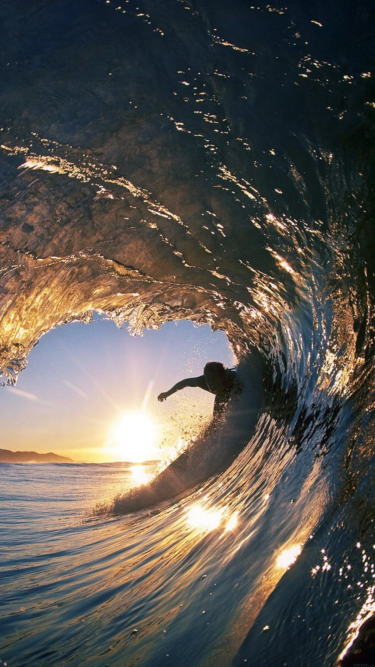 Surf Wave Sea Nature Sunshine iPhone Wallpaper