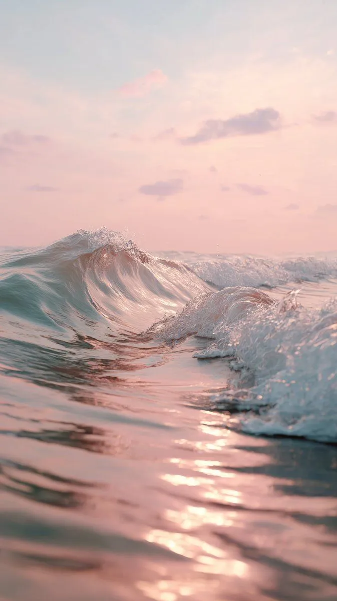 Soft Pink Ocean Wave Wallpaper 4K #Wallpaper #art #iOS26Wallpaper #iPhoneWallpaper