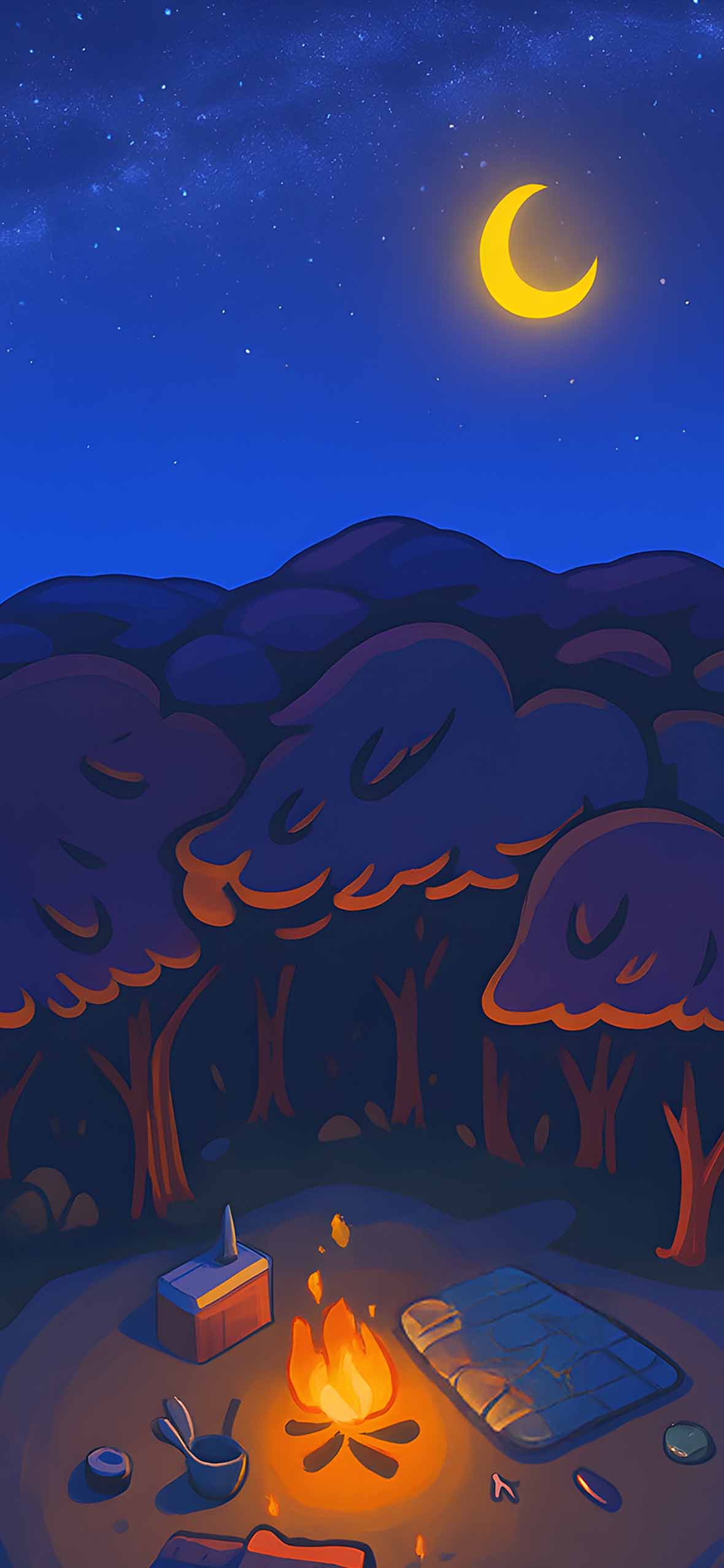 Cozy Night Campfire Forest Wallpaper Wallpaper HD