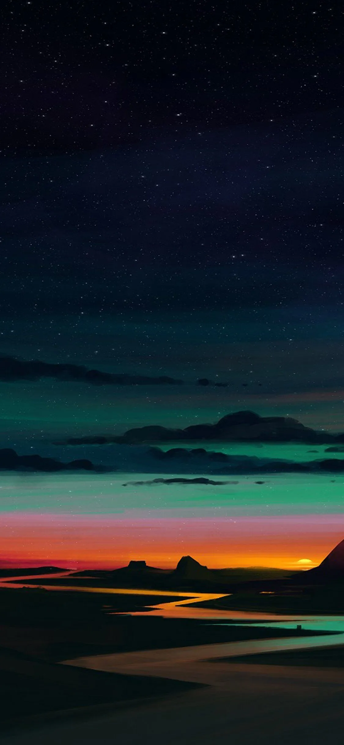 art sunset sky dark