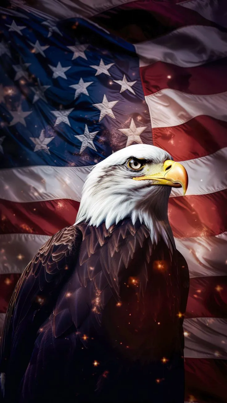 Free 4k, HD wallpaper eagle, flash, america, usa, united states, glow, stars background HD pc mobile