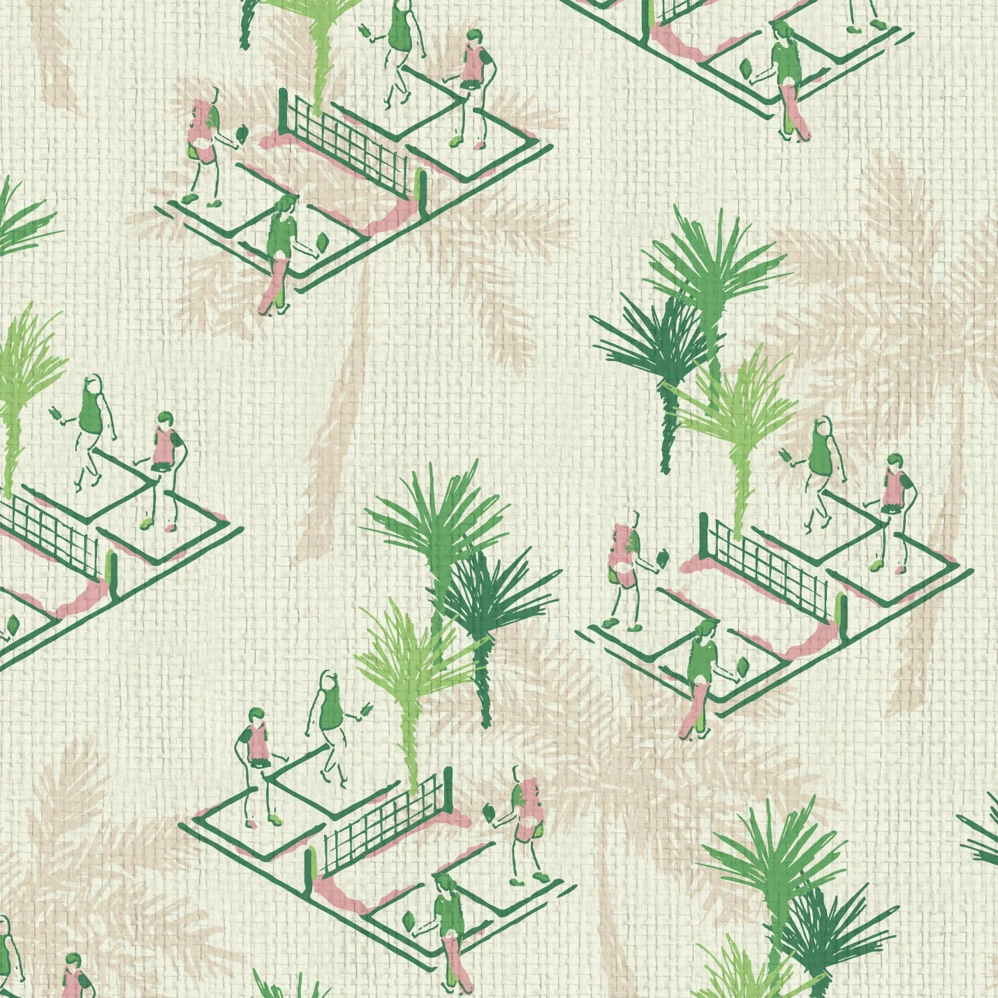 Pickleball Tropical Toile Wallpaper by Sunday Social Scene