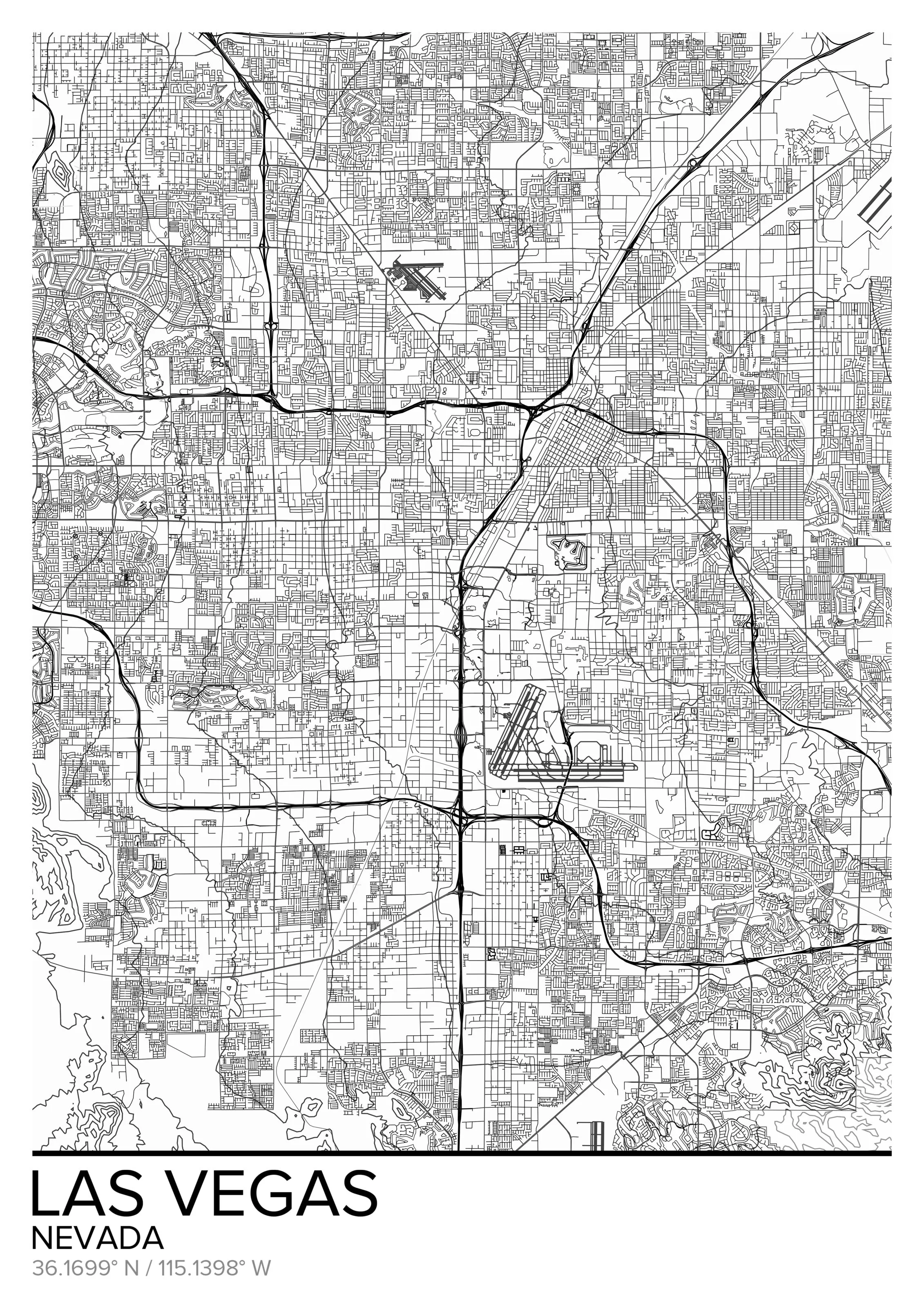 Map Of Las Vegas, NV Wall Mural