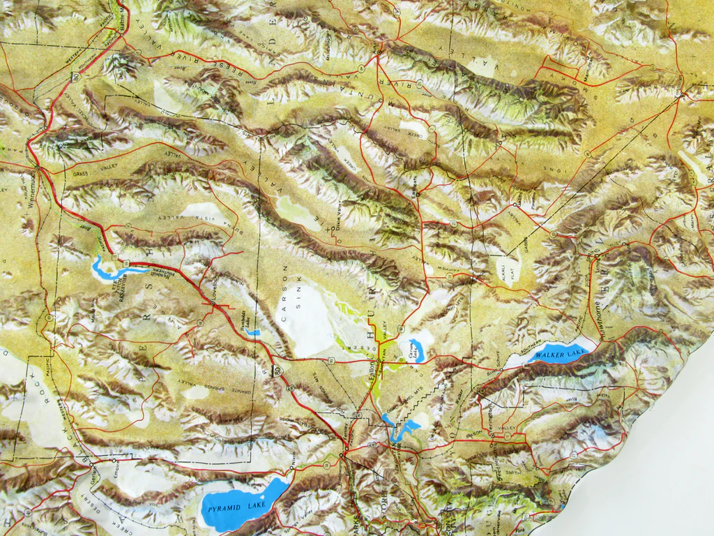 Nevada Color Relief (NCR) Series Raised Relief 3D map