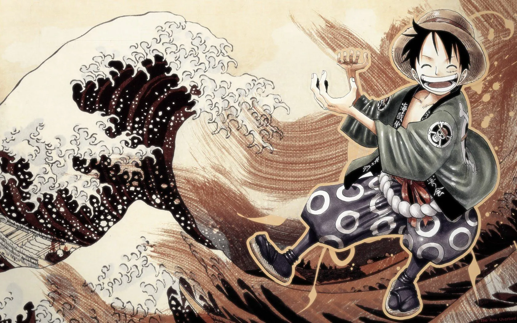 Epic HD One Piece Wallpaper: Monkey D. Luffy Meets Great Wavex1050