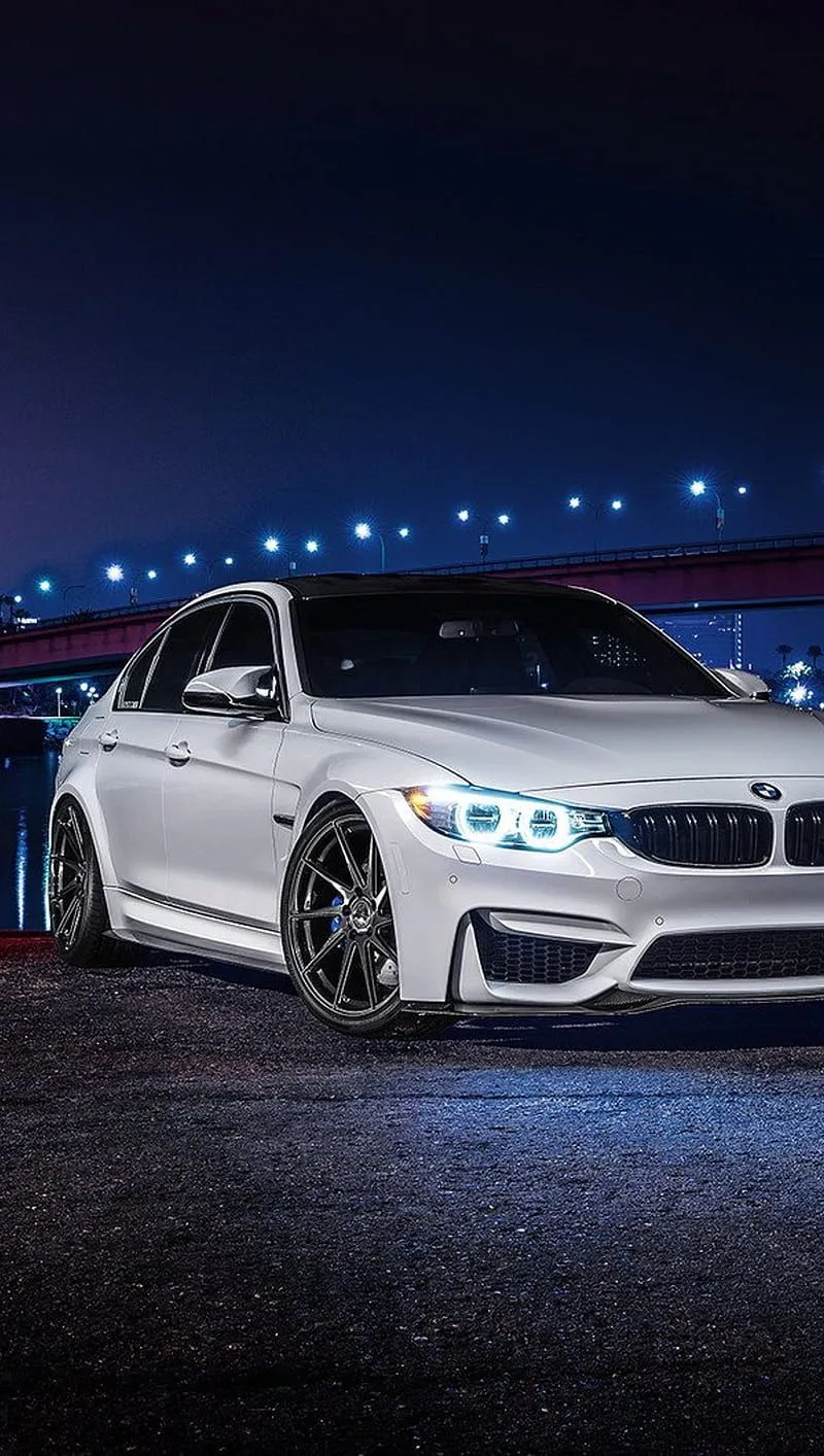 Bmw M3, car, night, white, HD phone wallpaper
