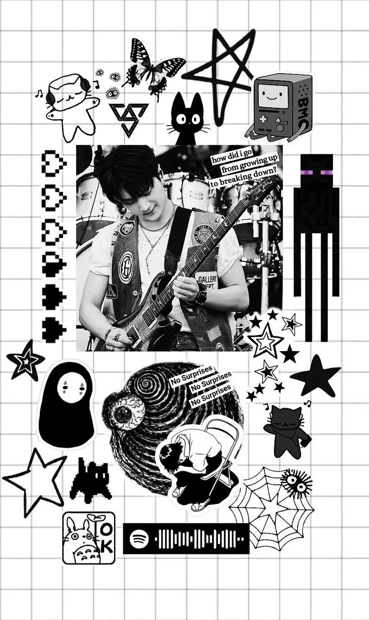 enhypen jay (park jongseong) black and white phone case wallpaper lockscreen art edit