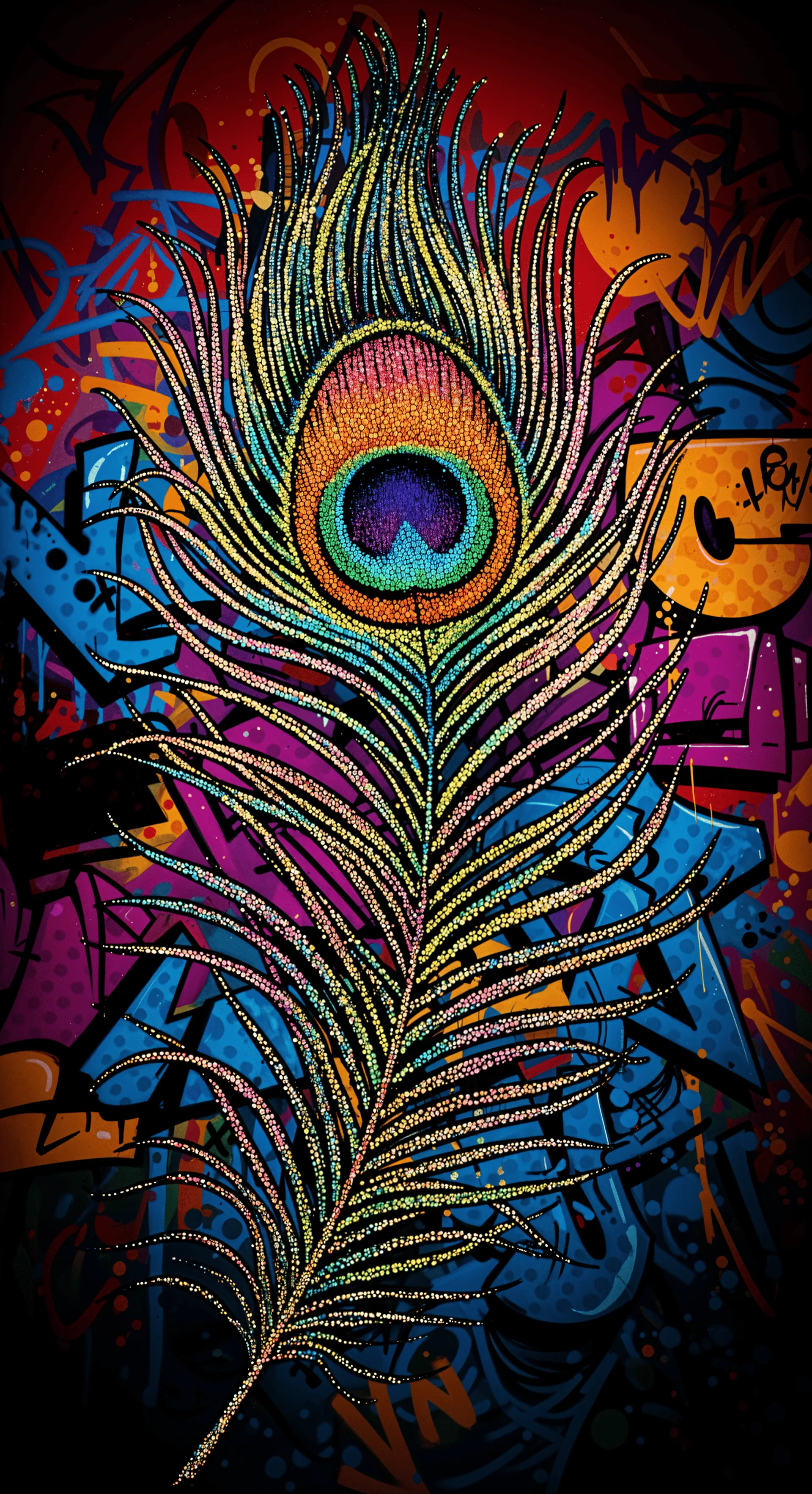 Peacock Feather Vibes: Vibrant Phone Wallpaper