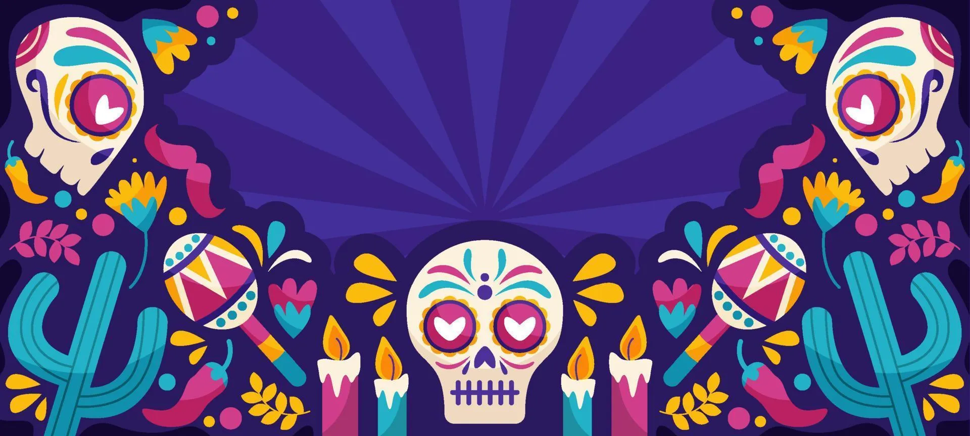 Dia De Muertos Festival Background with Sugar Skull