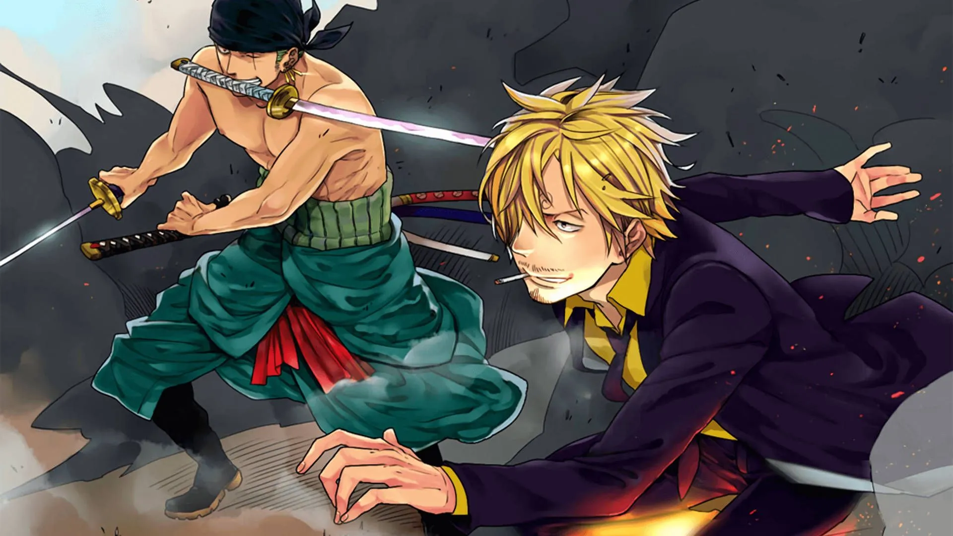 Download One Piece Sanji And Zoro Wallpaper