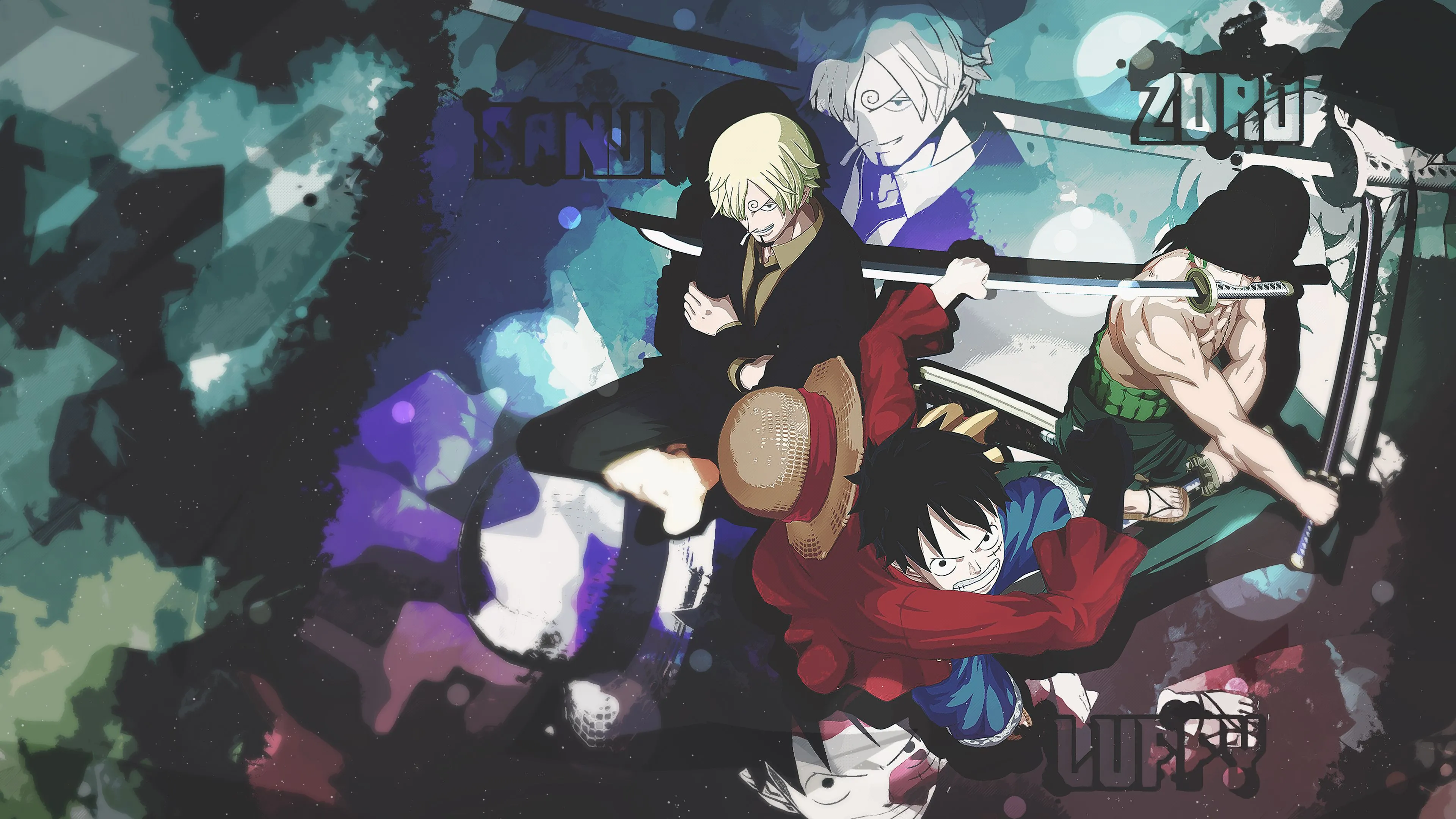 Desktop wallpaper: Monkey D Luffy, Roronoa Zoro, One Piece, Anime, Sanji (One Piece) 4K free download for PC. 401703