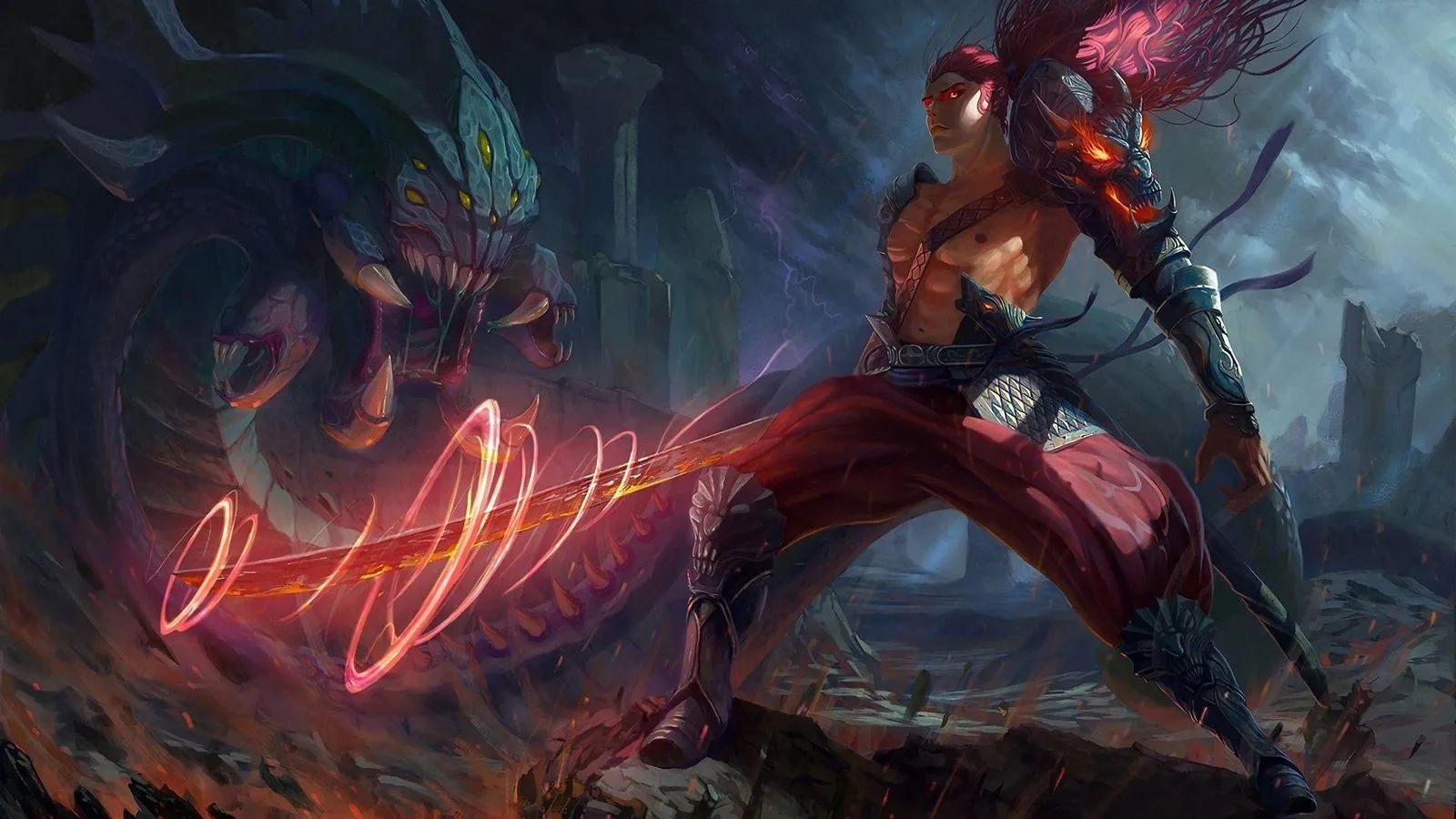Video Game League Of Legends Yasuo Demonic With Baron Skin Art Wallpaper HD 1920x1080, Wallpaper13.com