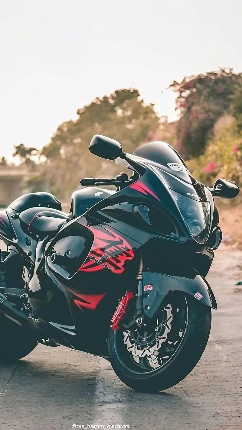 Hayabusa Bike, Black Bike Parked On Road, suzuki hayabusa, HD phone wallpaper