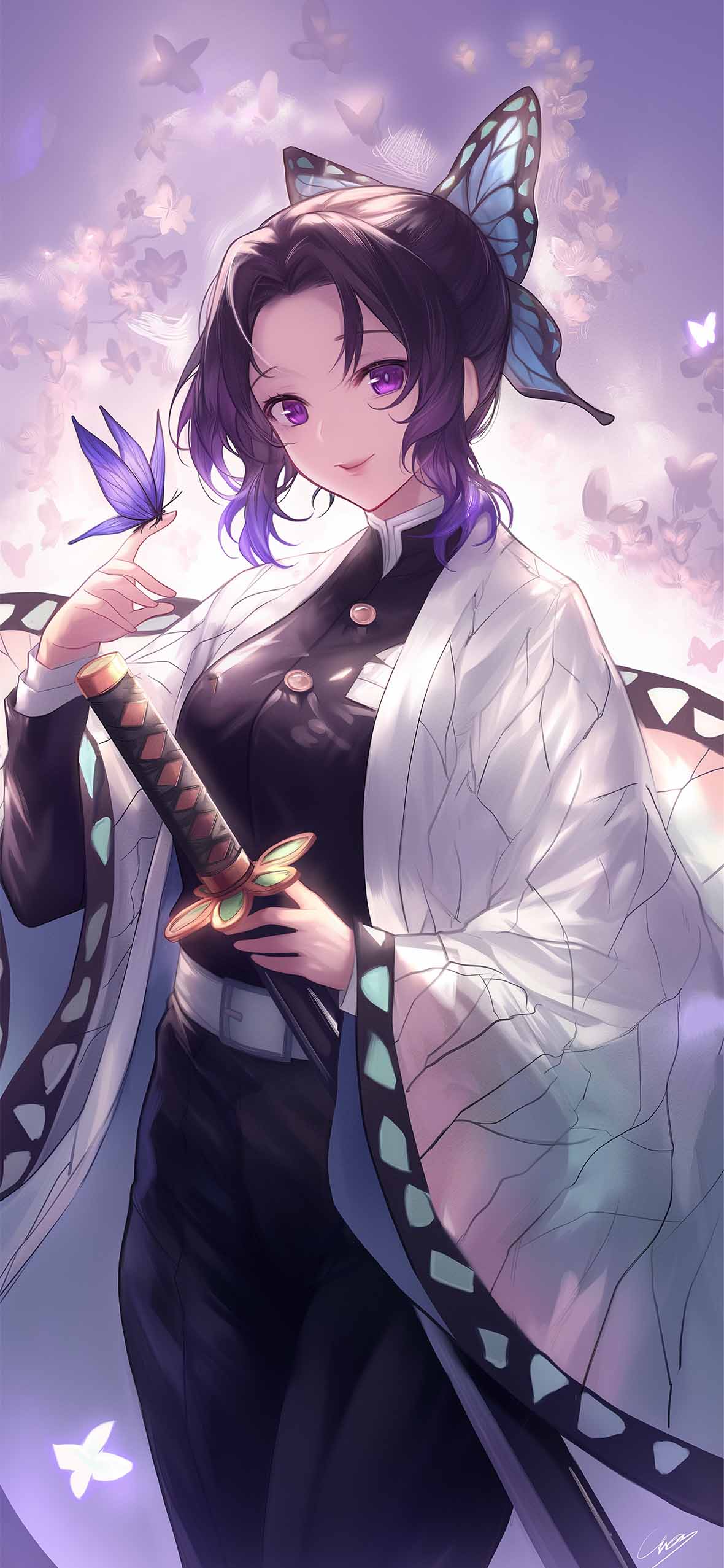 Shinobu Kocho Butterfly Glow Demon Slayer Wallpaper iPhone