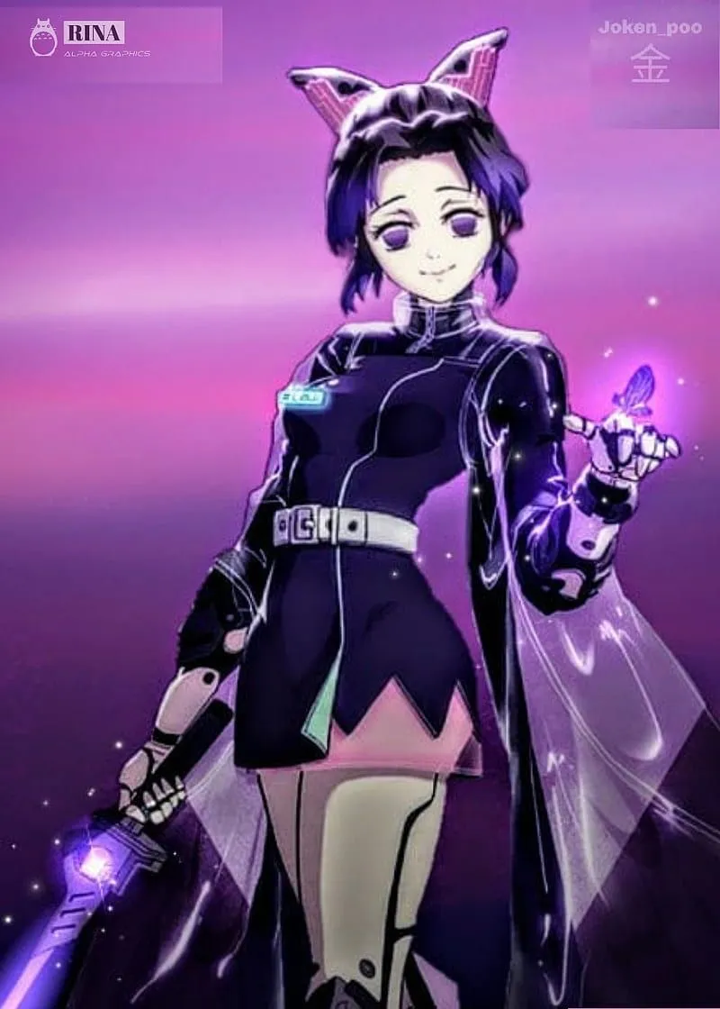 Shinobu Kocho, anime, butterfly, demon slayer, girl, japan, manga, purple, shinobu, HD phone wallpaper