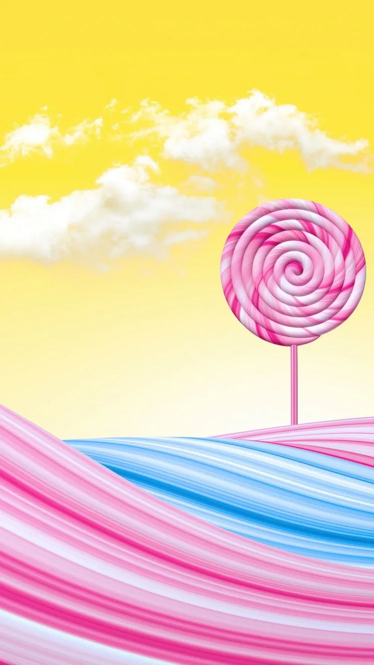 Lollipop Wallpaper 4K, Pink, Yellow background