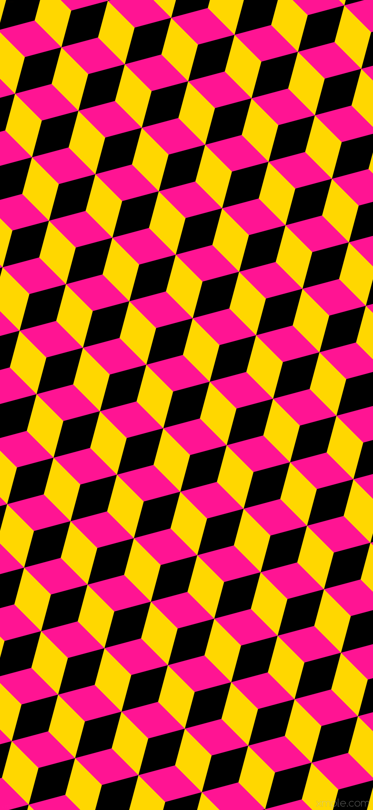 Pink 3D cubes yellow black 1290x2796 wallpaper 4K HD