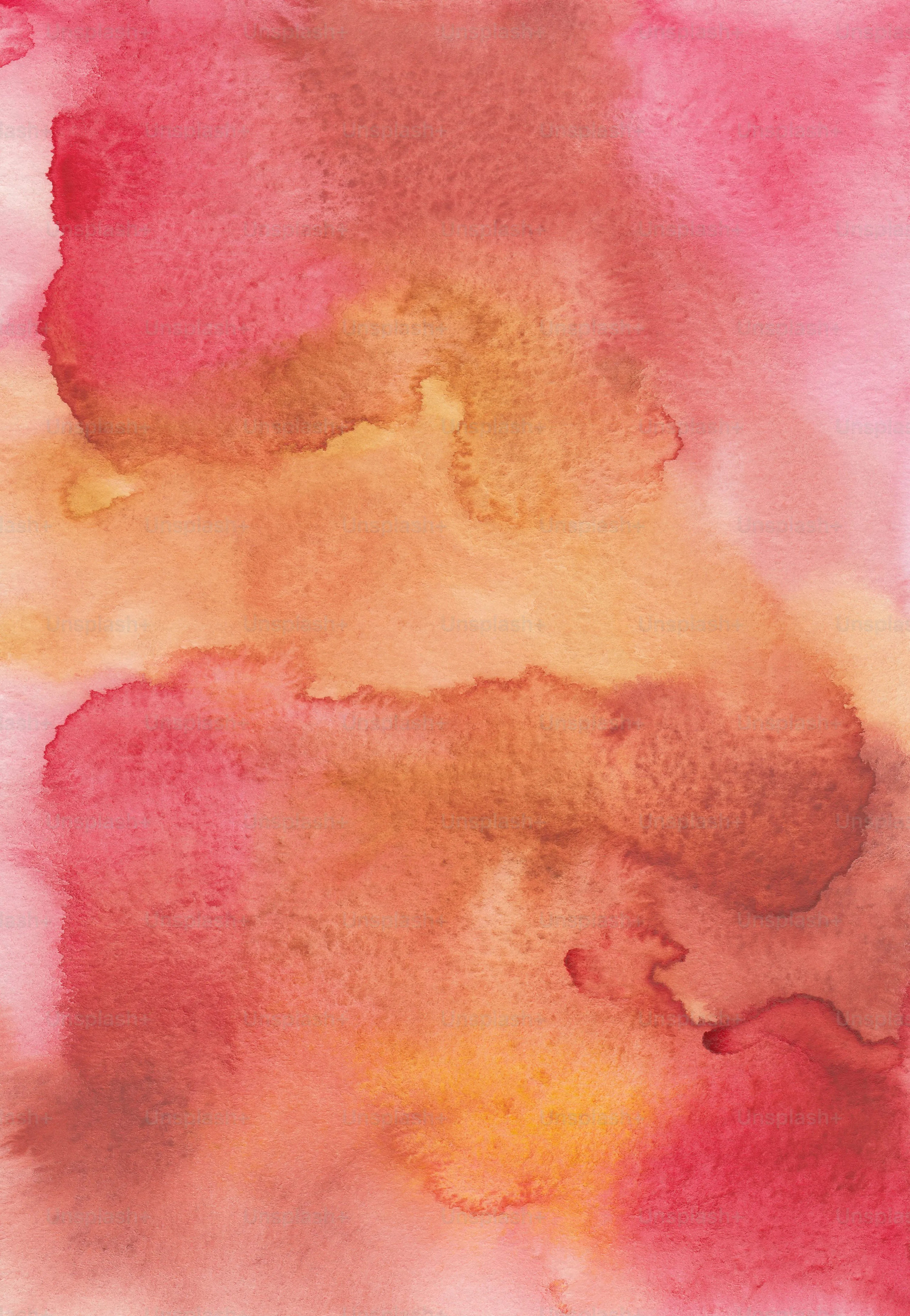 A watercolor painting of pink and yellow photo