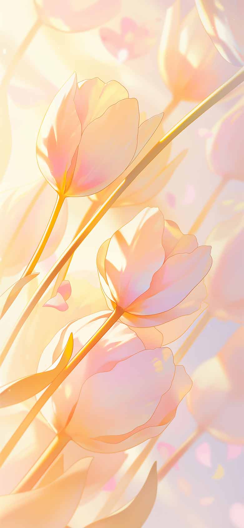 Pastel Tulip Flowers Soft Sunlight Wallpaper Wallpaper HD