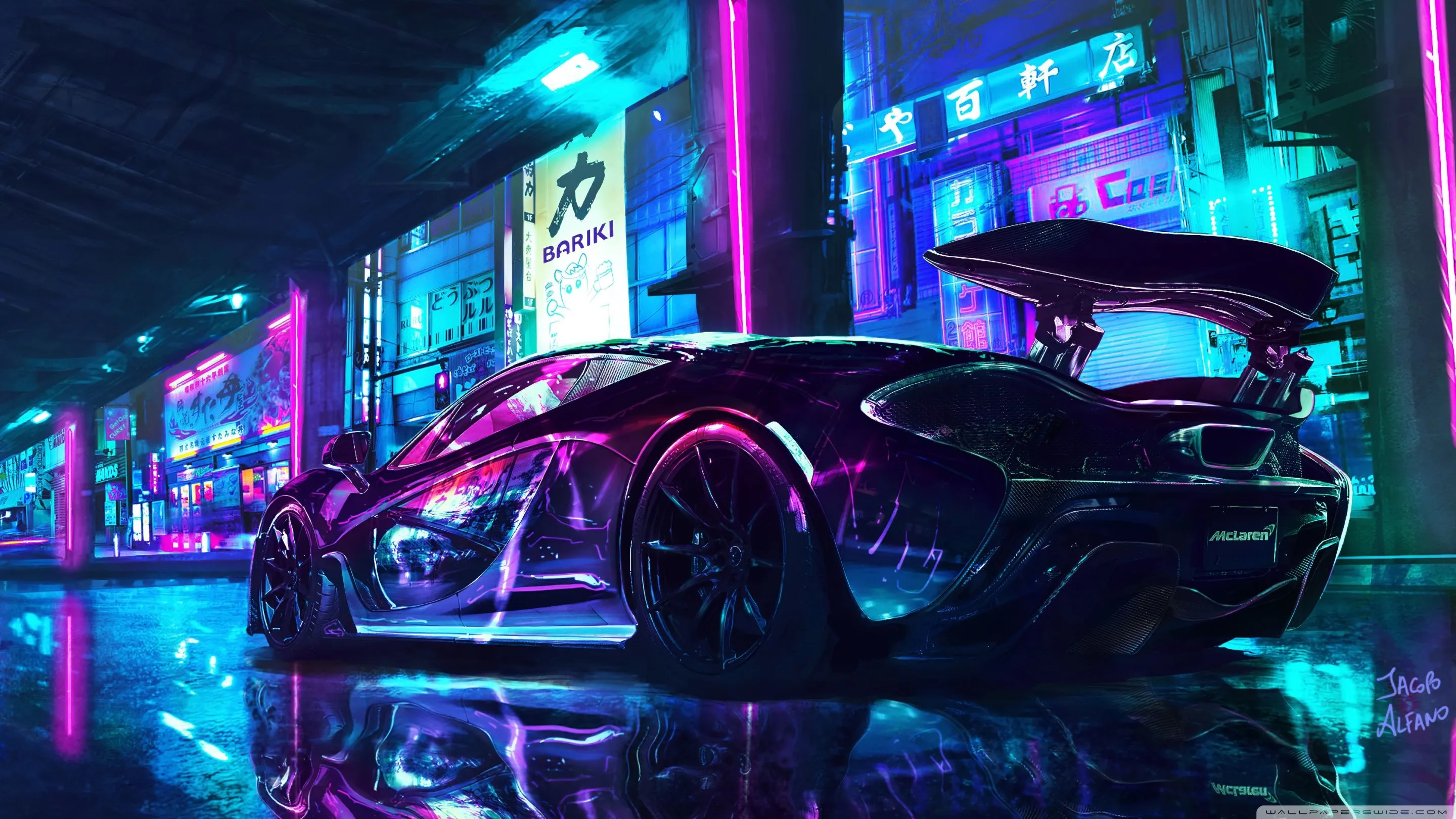 SuperCar Night City 4K UHD Wallpaper for UltraHD Desktop and TV, Widescreen and UltraWide Display, Dual Monitor, Smartphone and Tablet Devices