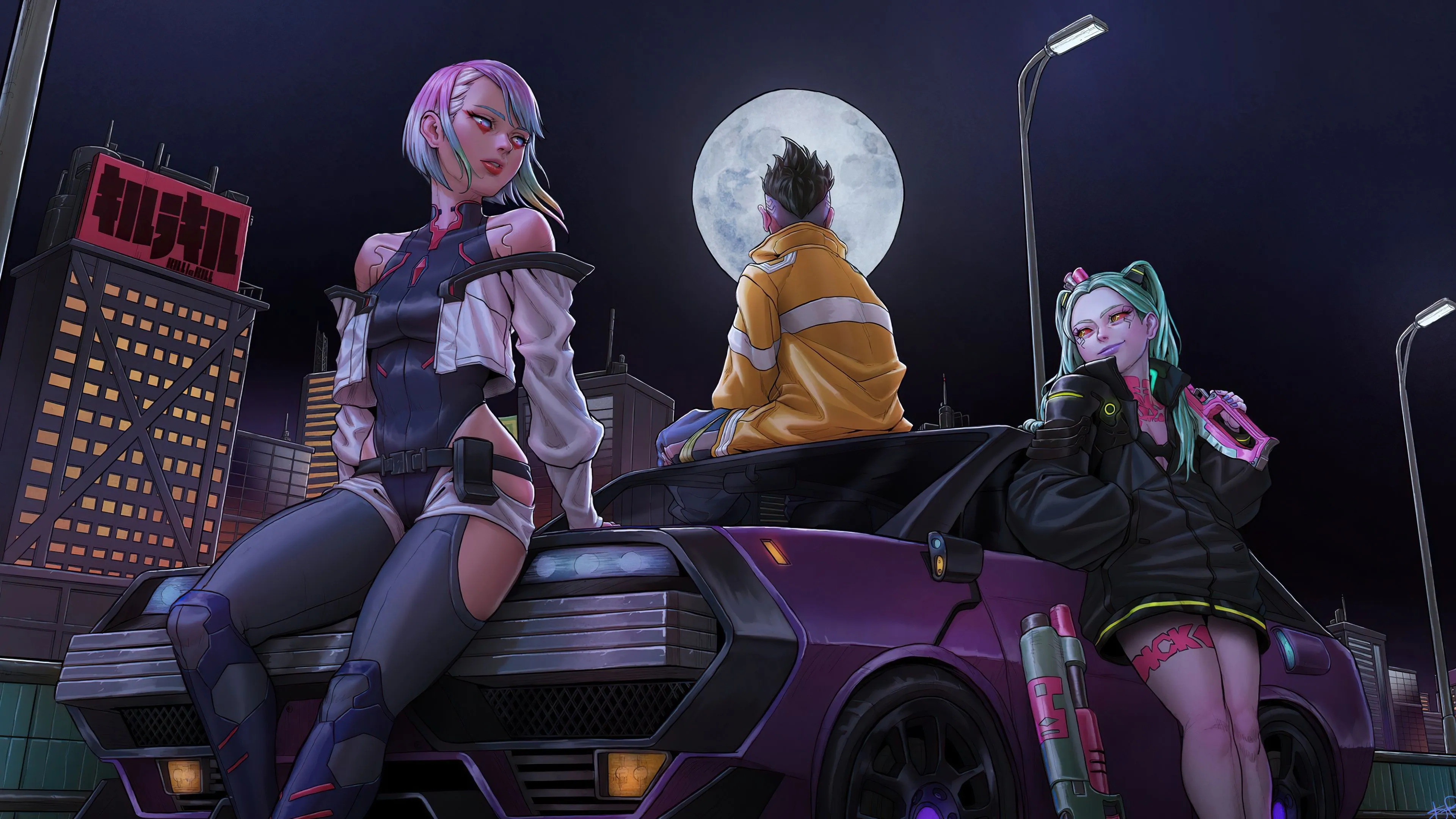 Lucy, David, And Rebecca From Cyberpunk: Edgerunners In Night City HD Wallpaper