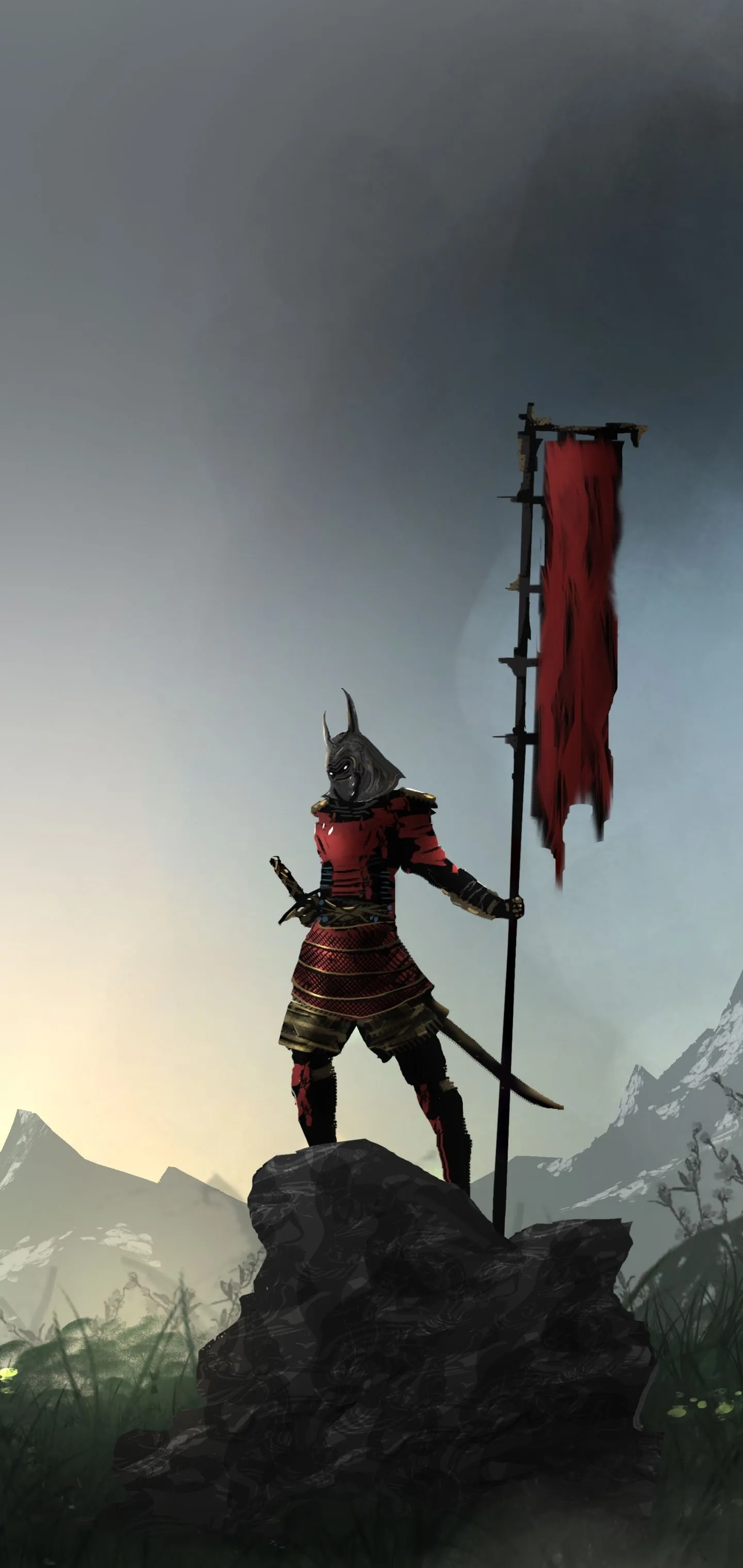 Phone wallpaper: Samurai, Fantasy, Armor, Warrior 1346065
