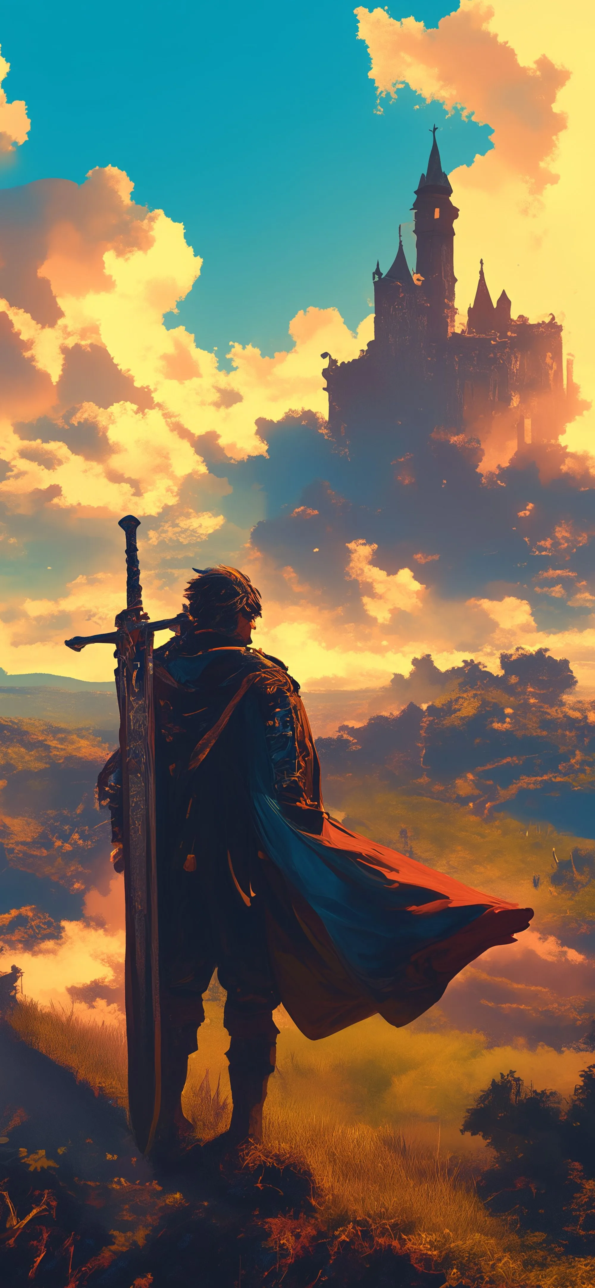 Epic Medieval Fantasy Castle & Warrior Wallpaper