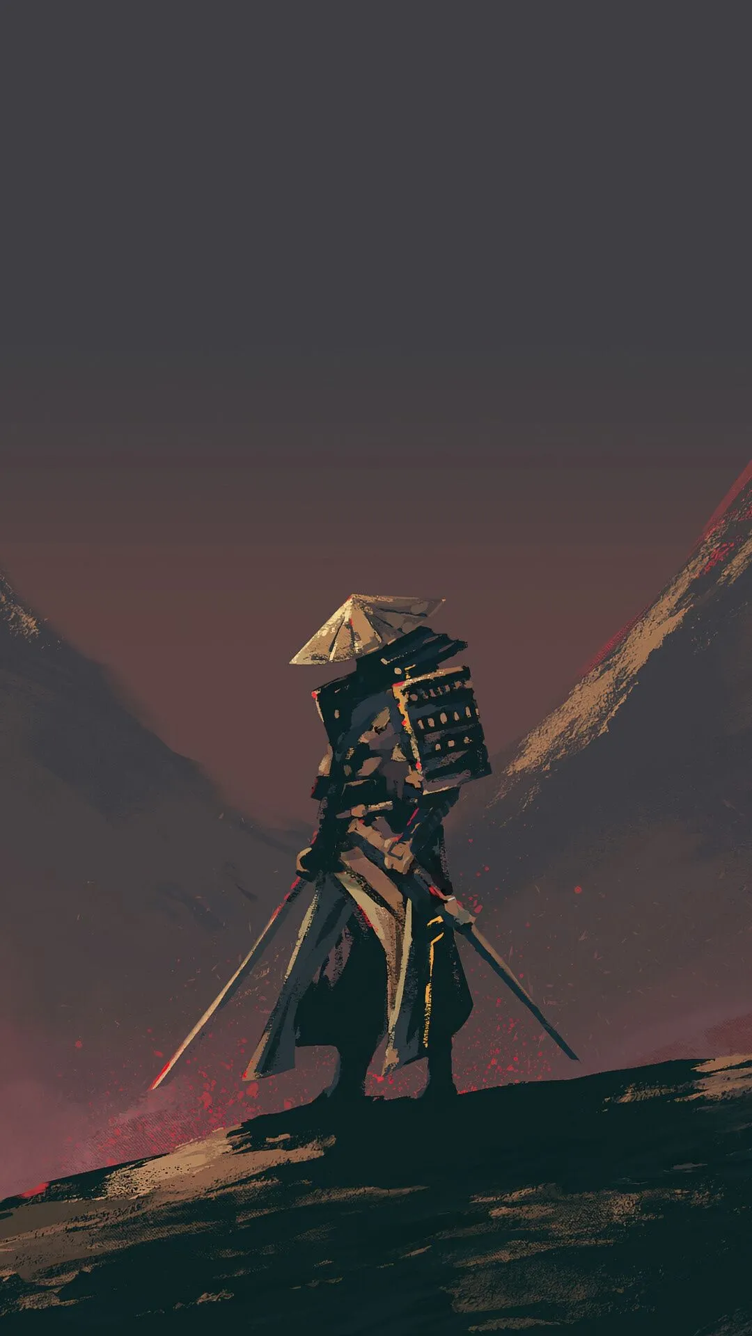 Samurai Warrior Standing In A Desolate Landscape HD Phone Wallpaper