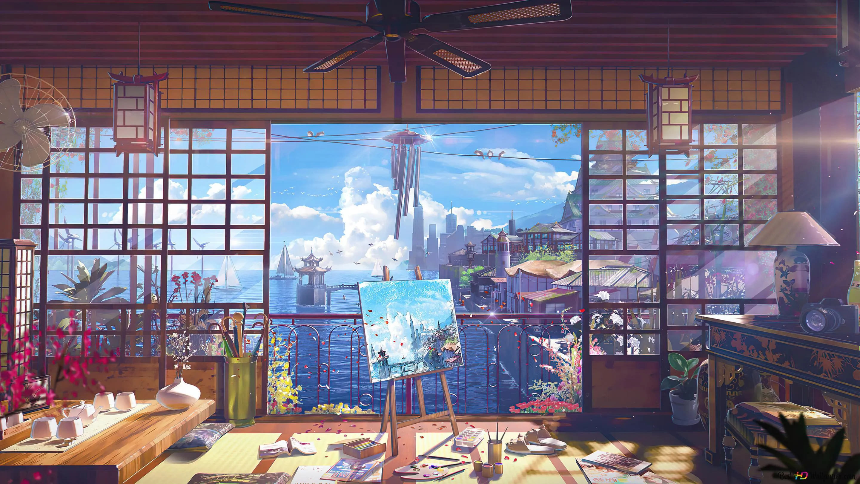 City Anime Scenery 4K wallpaper download
