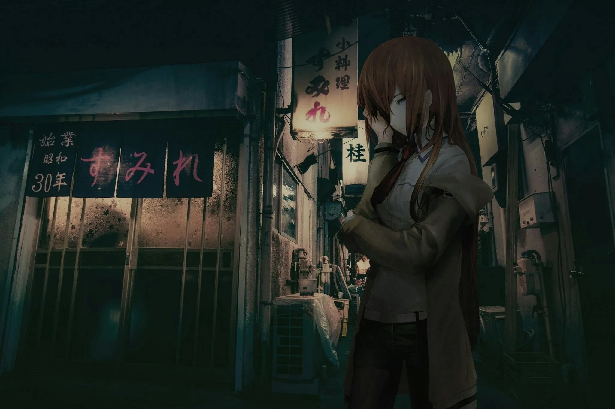 Makise Kurisu From Steins;Gate In A Dark Alley HD Wallpaper