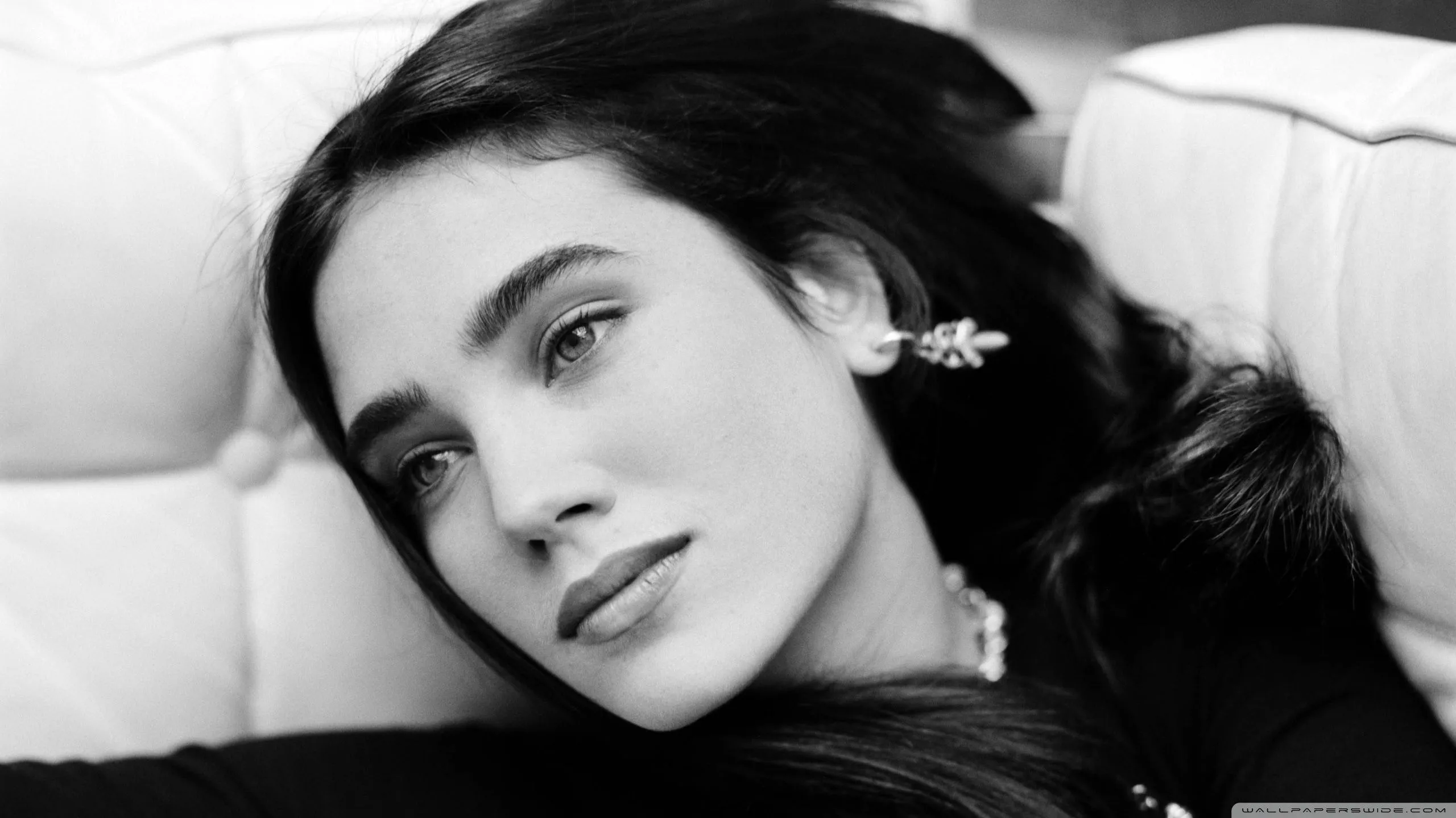 Jennifer Connelly Black And White 4K UHD Wallpaper for UltraHD Desktop and TV, Smartphone and Tablet Devices