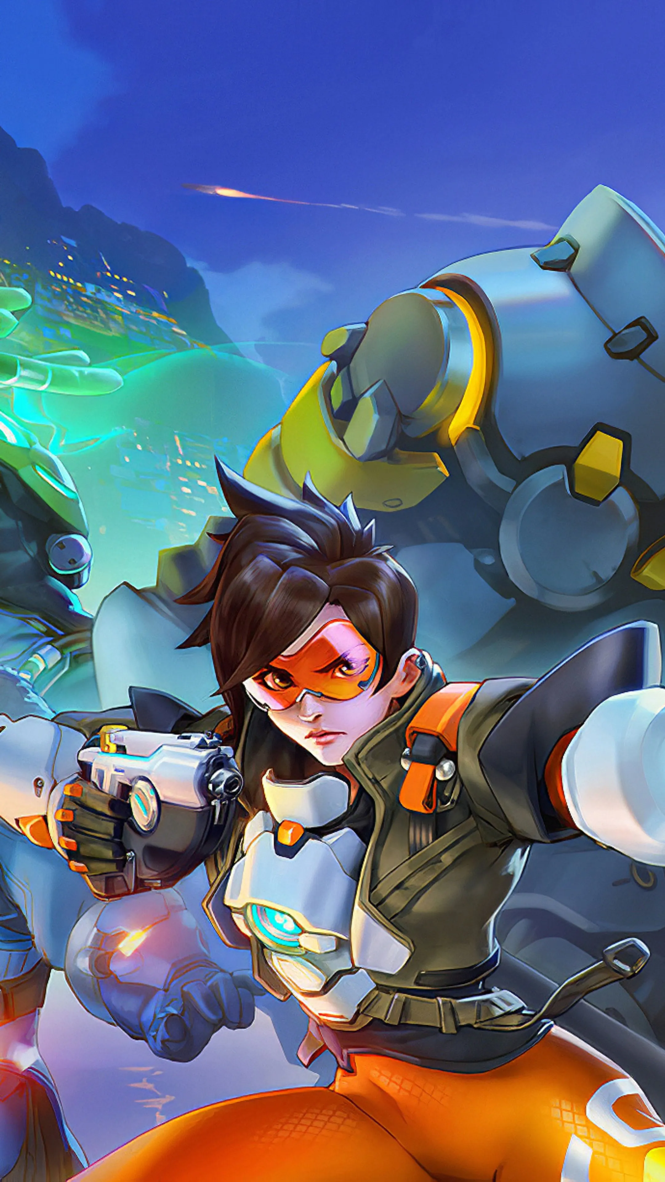 Tracer From Overwatch 2 With Other Heroes HD Phone Wallpaper
