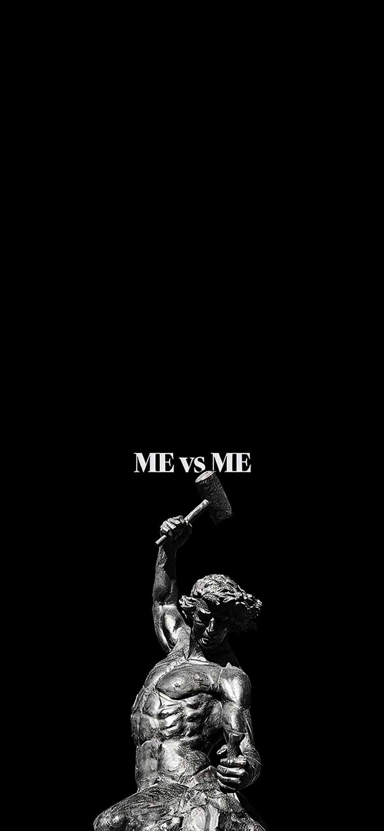 Me vs Me Statue Motivation Black Wallpaper