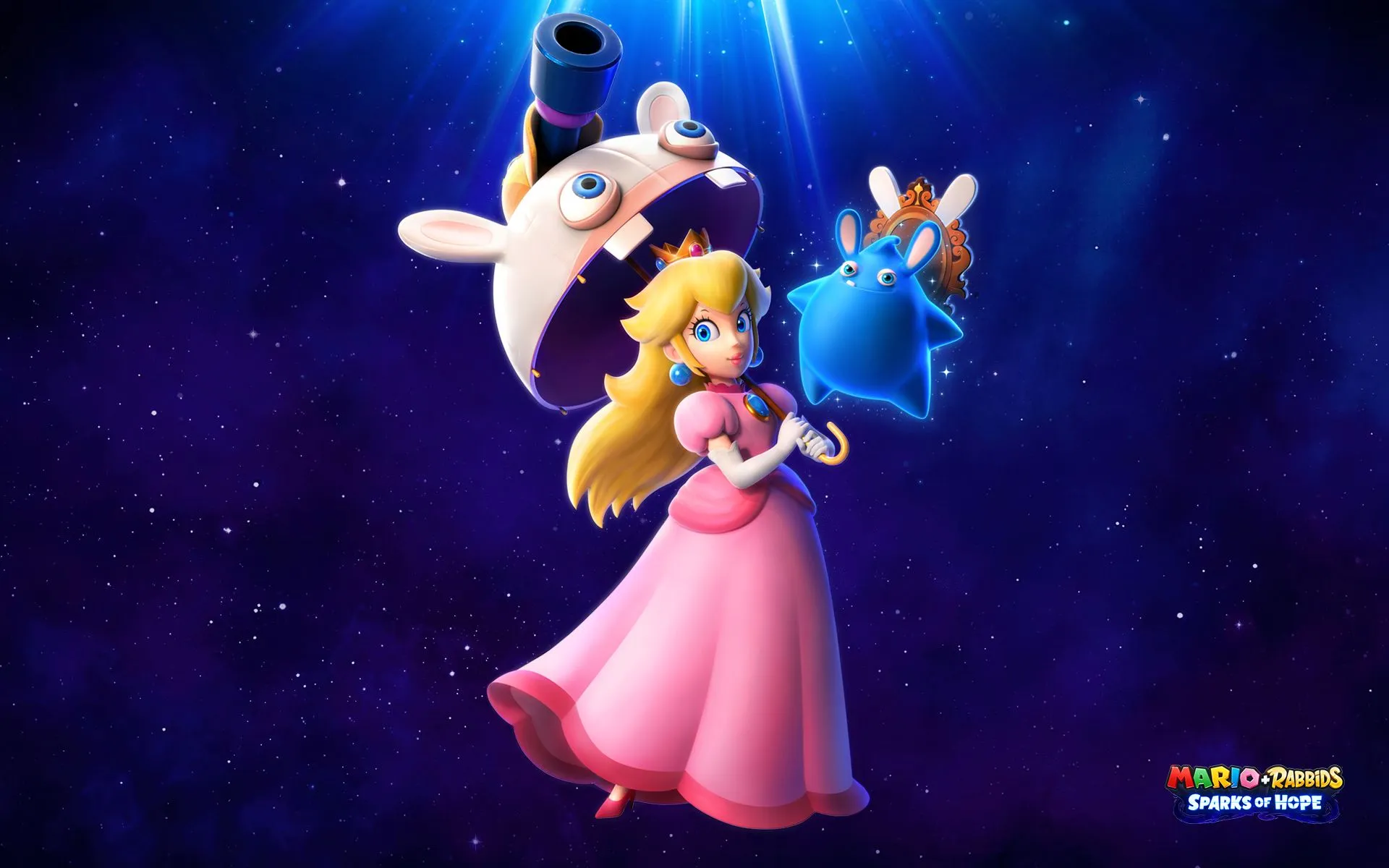 Mario + Rabbids Sparks of Hope Peach Wallpaper with Monocle