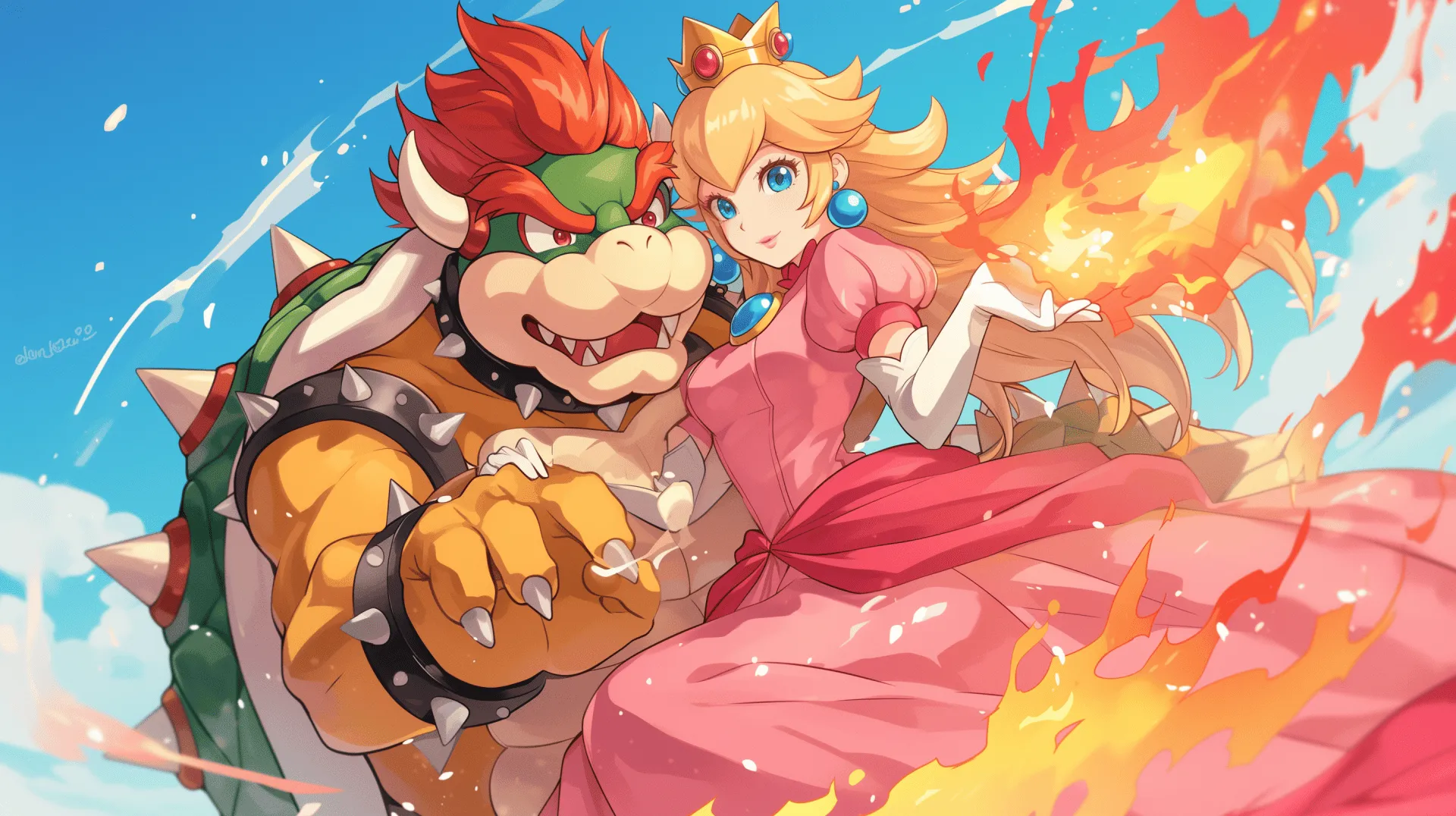 Bowser and Princess Peach HD Wallpaper
