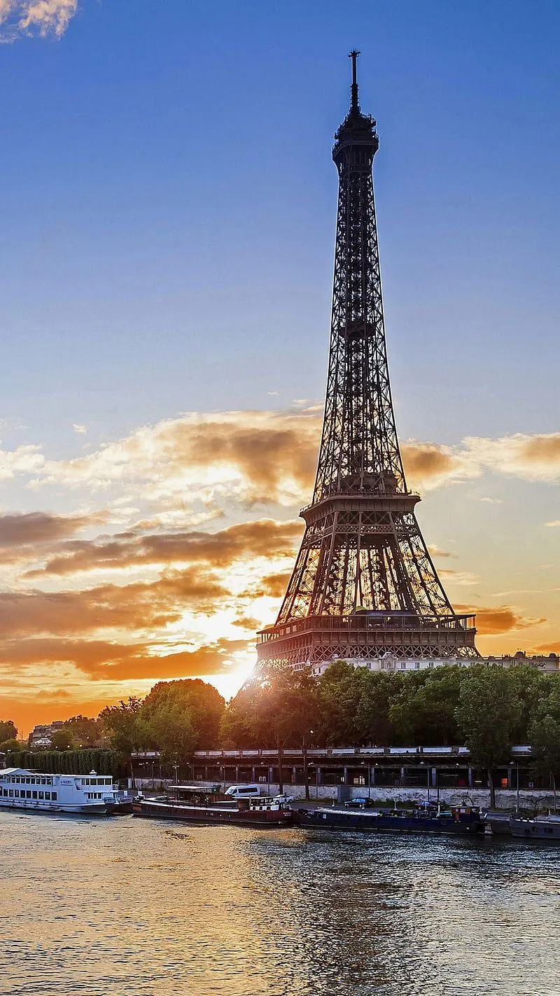 Eiffel, paris, tower, sunrise, france, europe, HD phone wallpaper