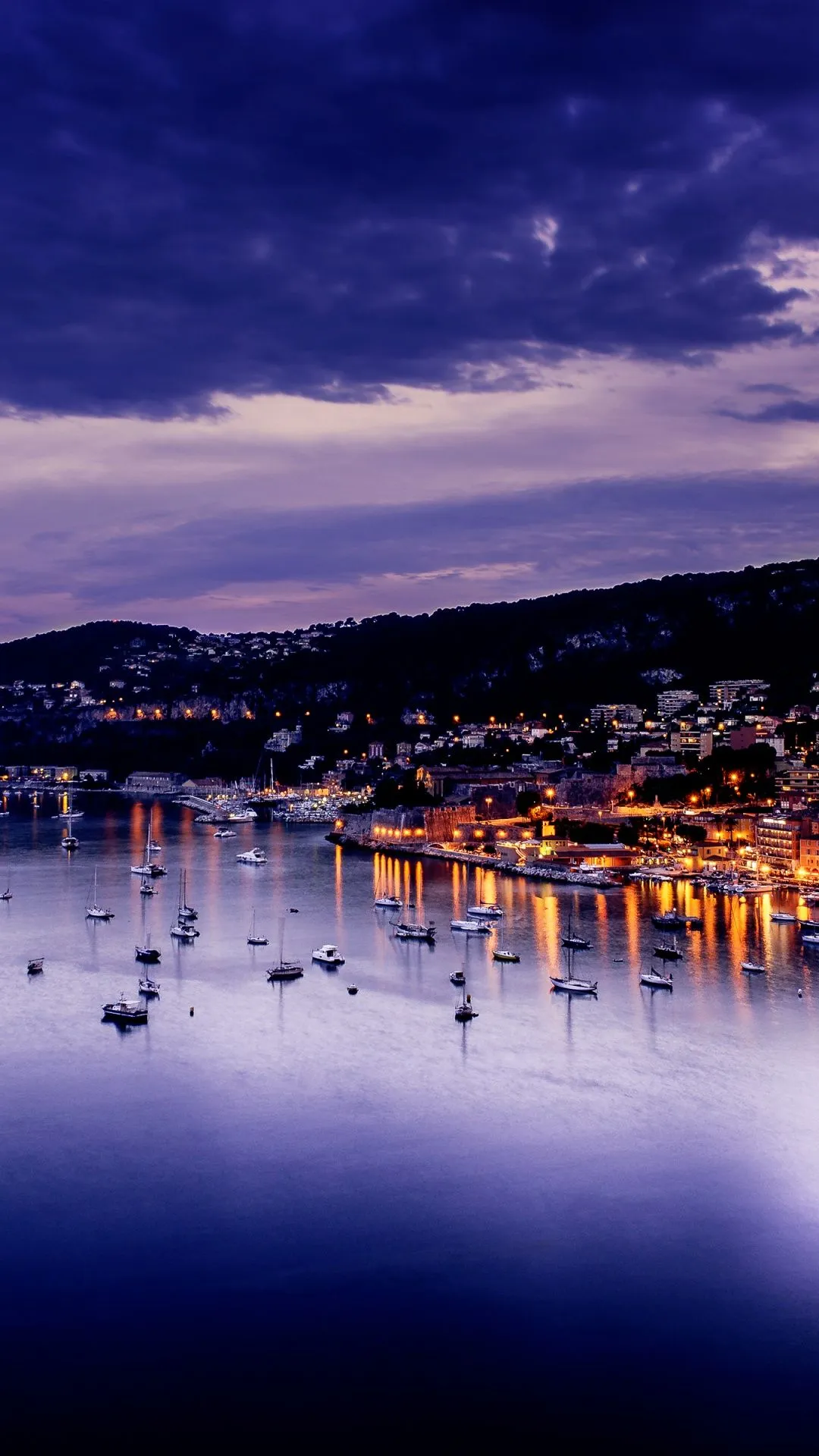 Villefranche Sur Mer Wallpaper 4K, France, Sunset, Purple Sky