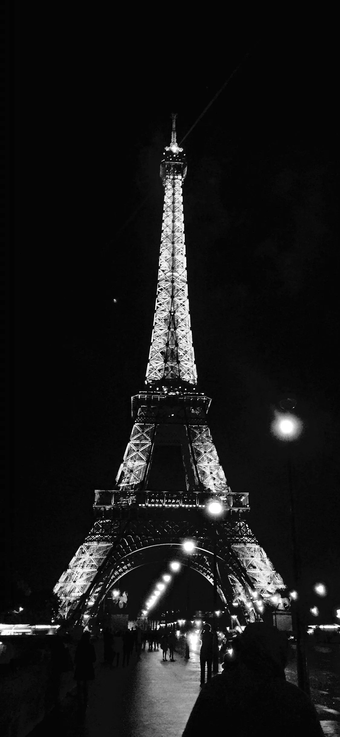 Paris City Art Night France Eiffel Tower Dark Bw iPhone Wallpaper
