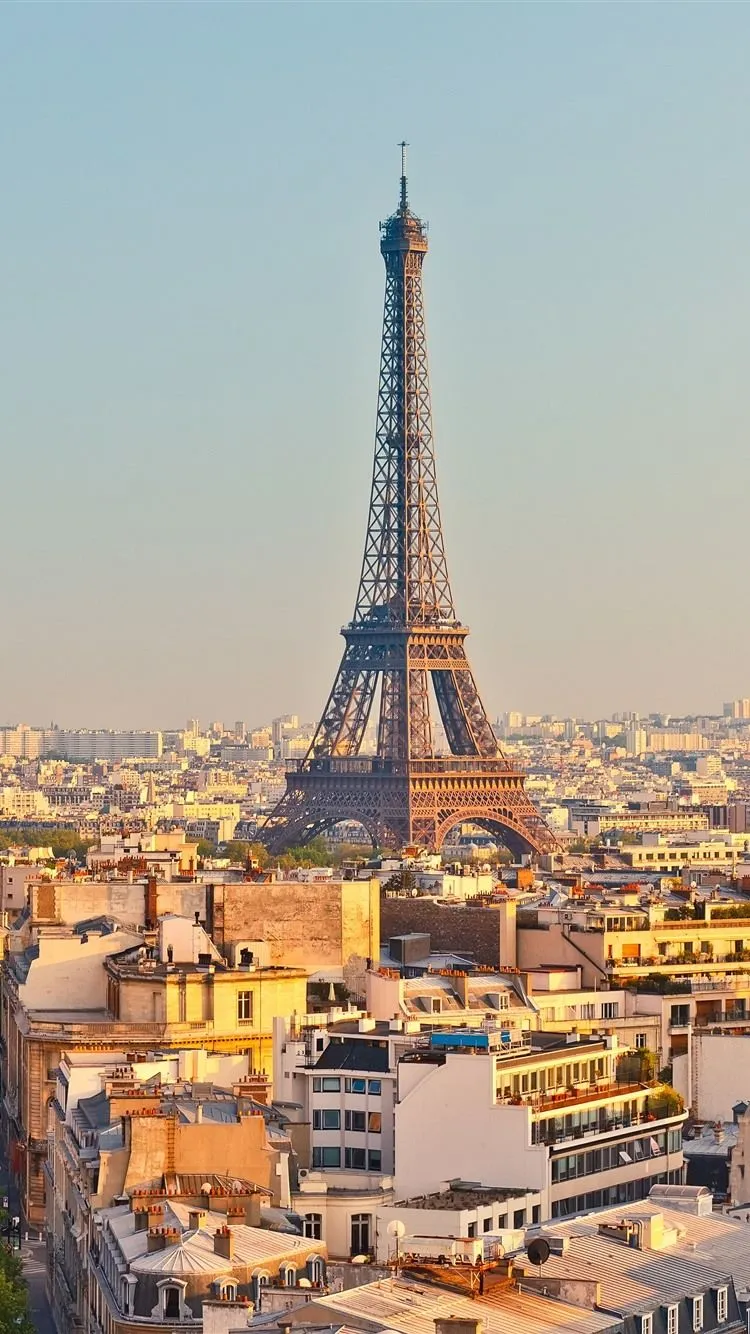 Wallpaper France, Paris, Eiffel Tower, city, houses, trees, road 5120x2880 UHD 5K Picture, Image