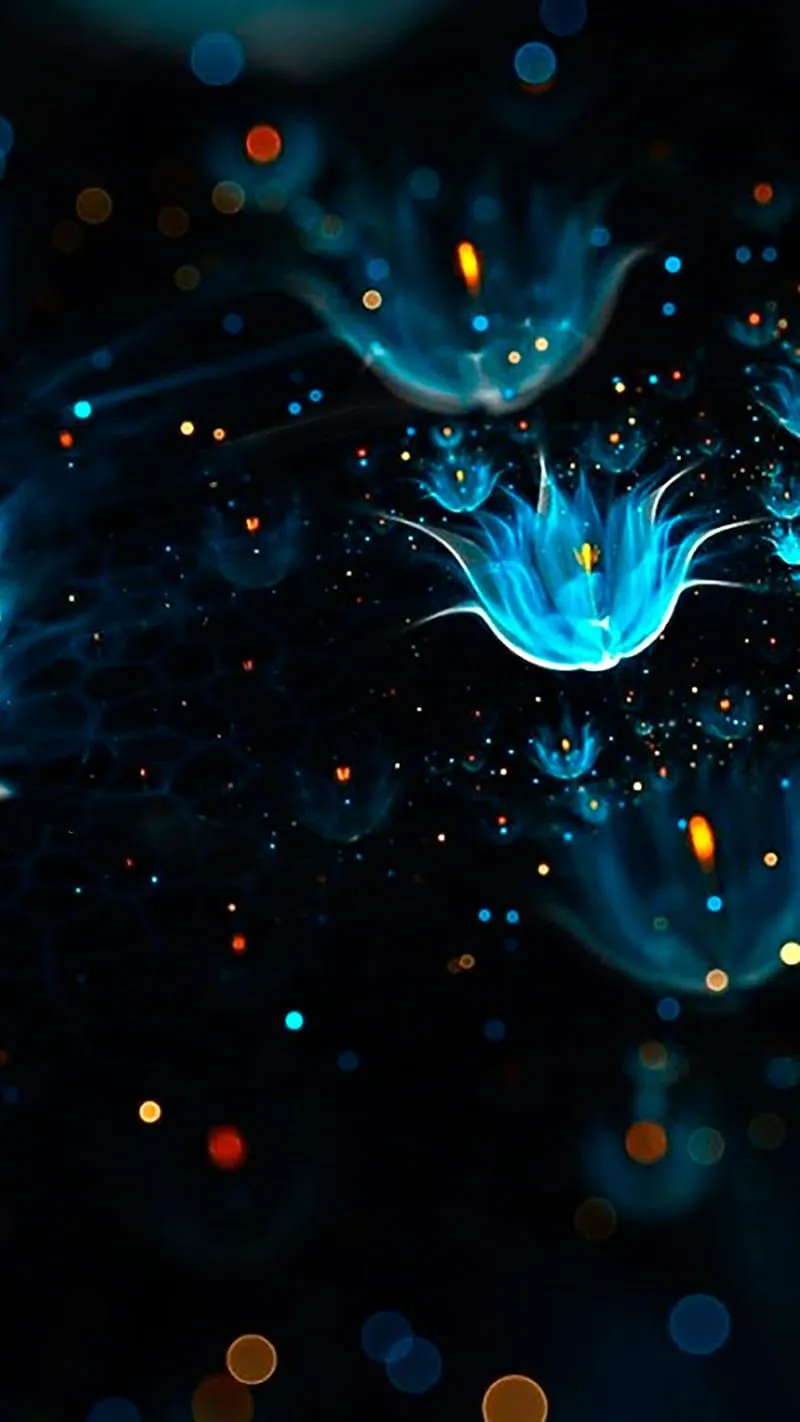 Neon flowers, abstraction, art, black, blue, cute, flowers, light, neon, HD phone wallpaper