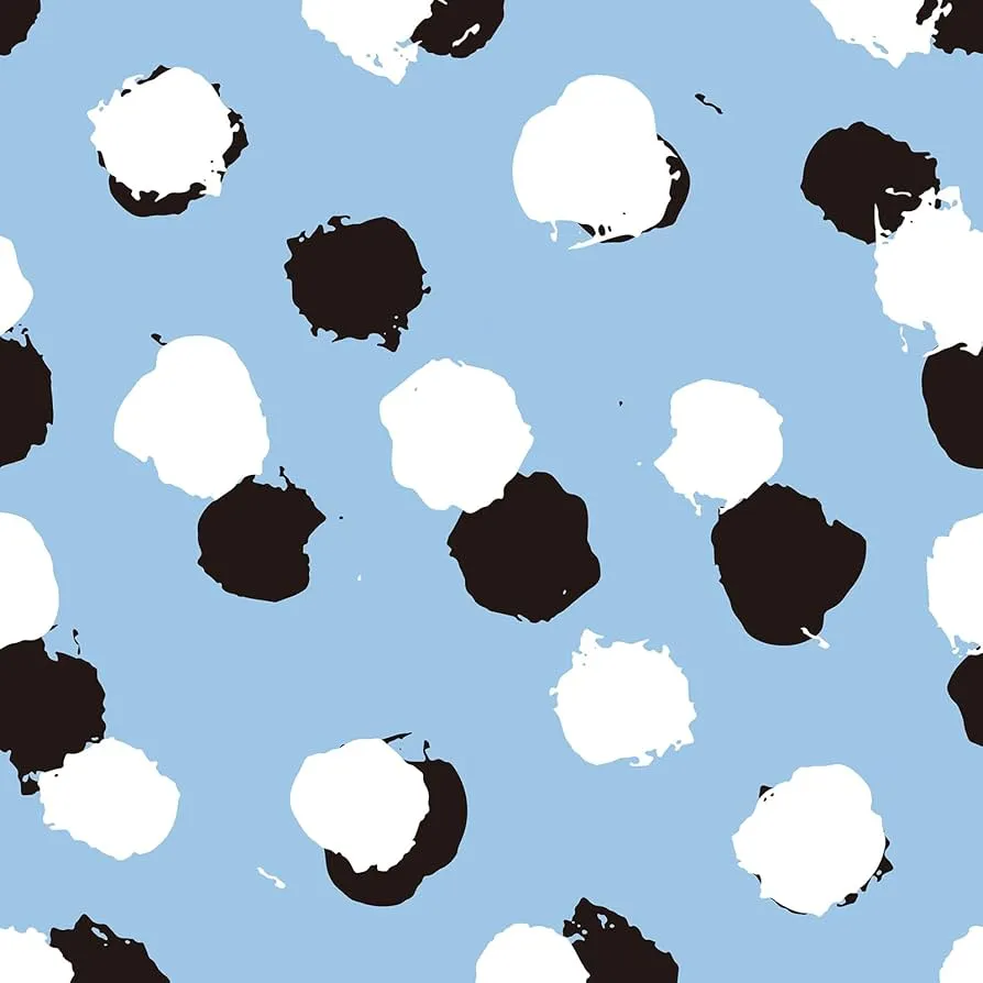 VaryFloral Black and White Spot Wallpaper Peel and Stick Cute Childish Skyblue Polka Dot for Nursery Kids Boys Room Self Adhesive Contact Paper for Cabinets 12x118