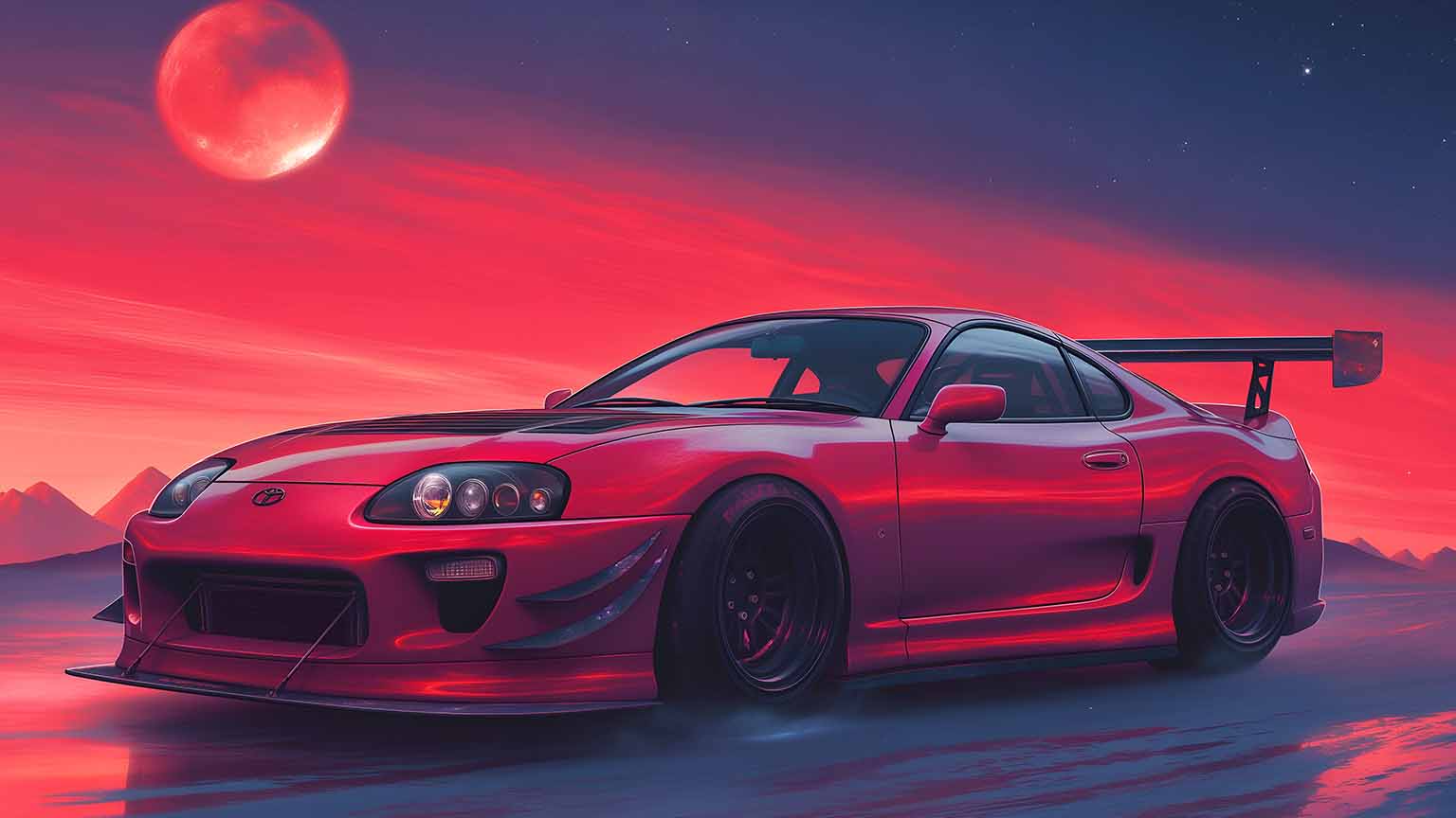 Free Toyota Supra JDM Mars Night Desktop Wallpaper 4K