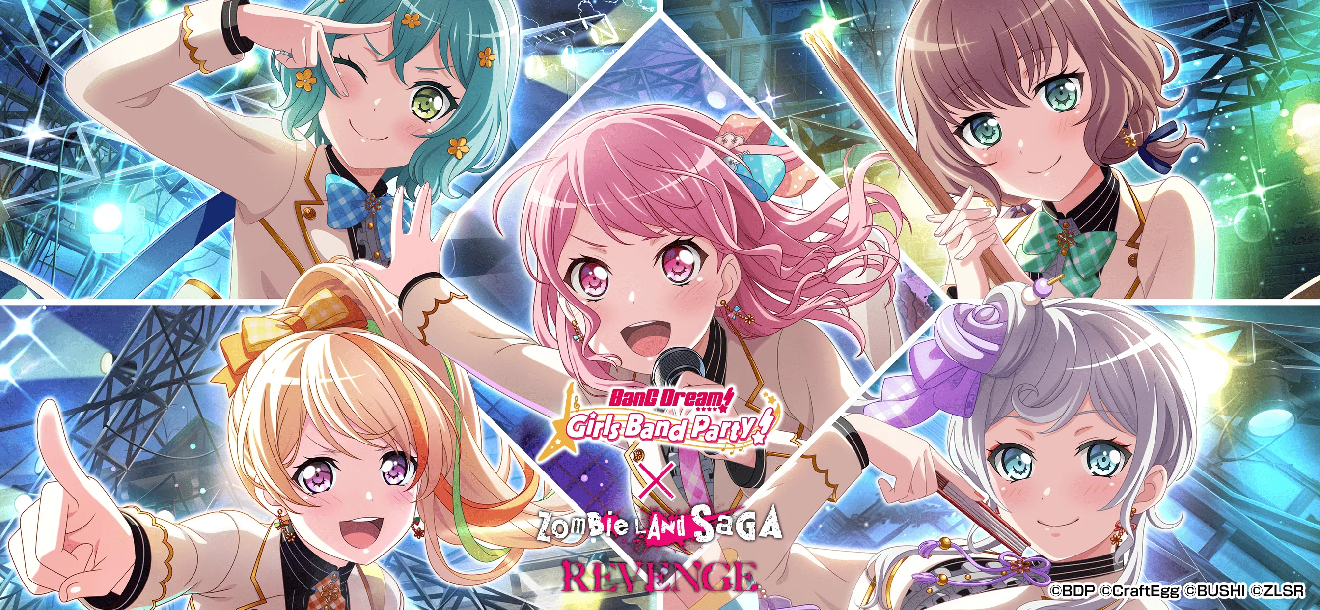 Collab with ZOMBIE LAND SAGA REVENGE Live Now!. BanG Dream! Girls Band Party!