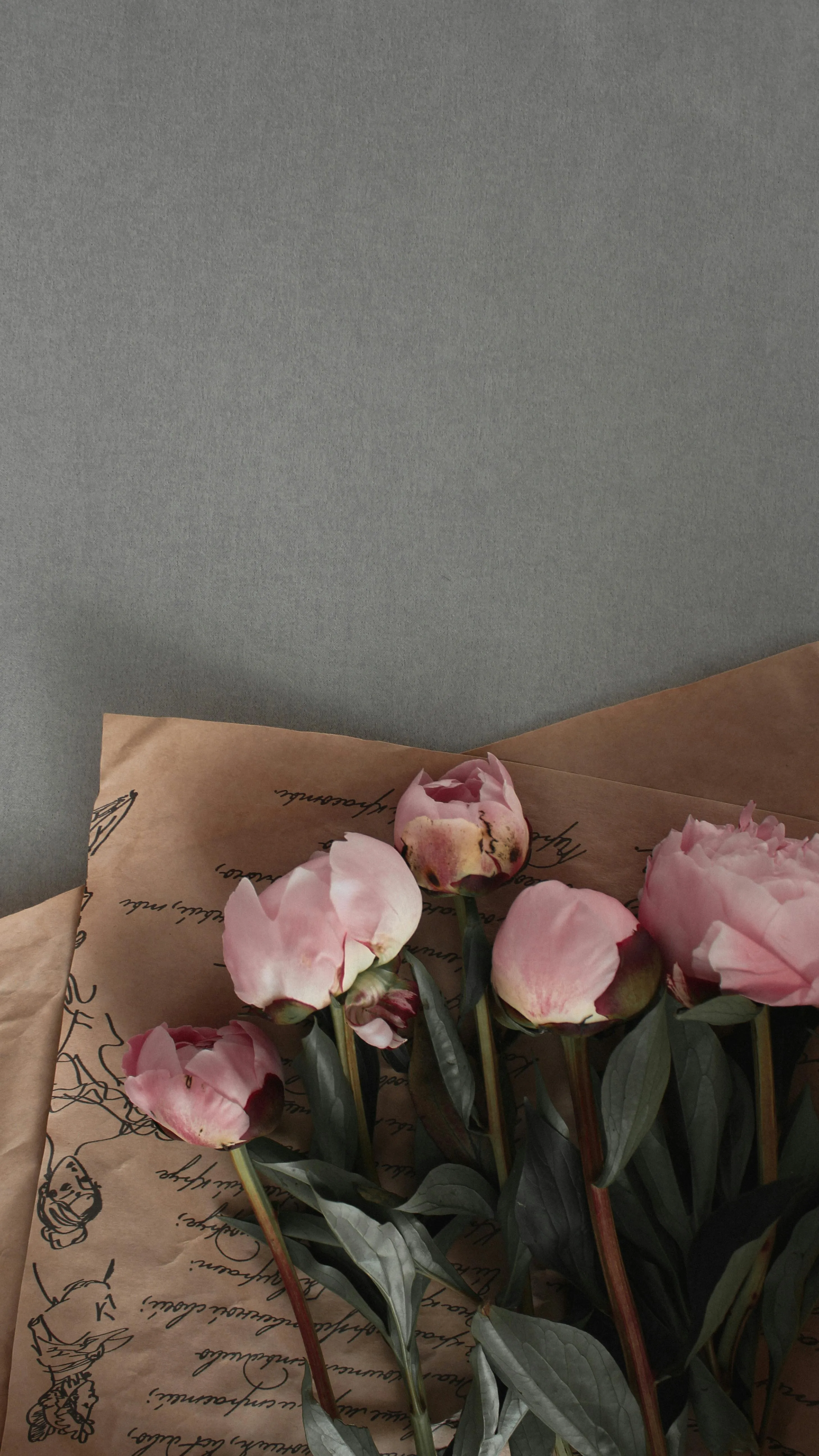 Pink Flowers on Brown Paper · Free