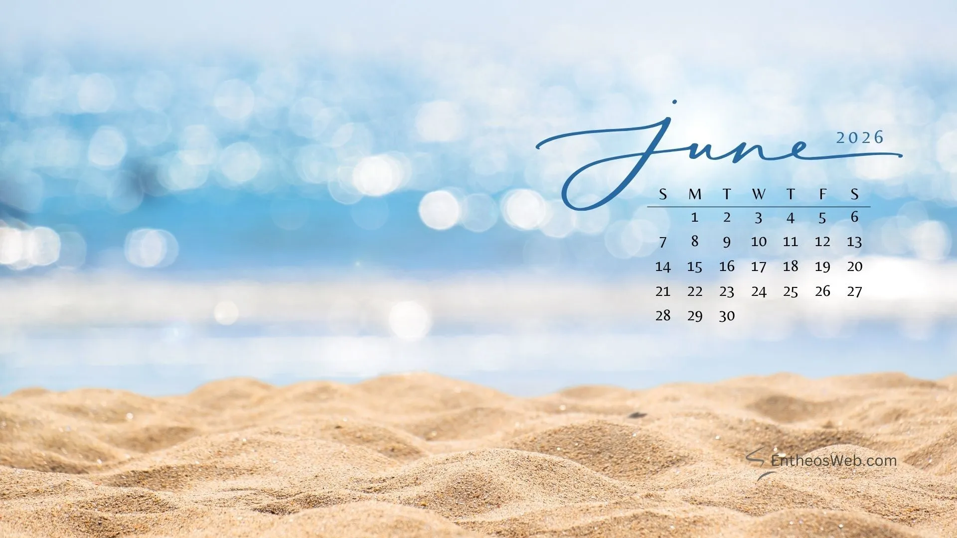June Calendar Desktop Wallpaper Background for 2026